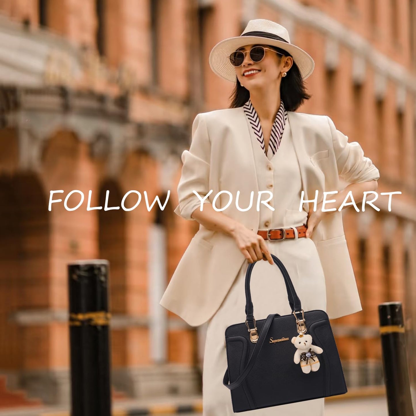 Soperwillton Purses for Women Crossbody Shoulder Handbags Top Handle Satchel Tote Bag Wallet Set 3pcs