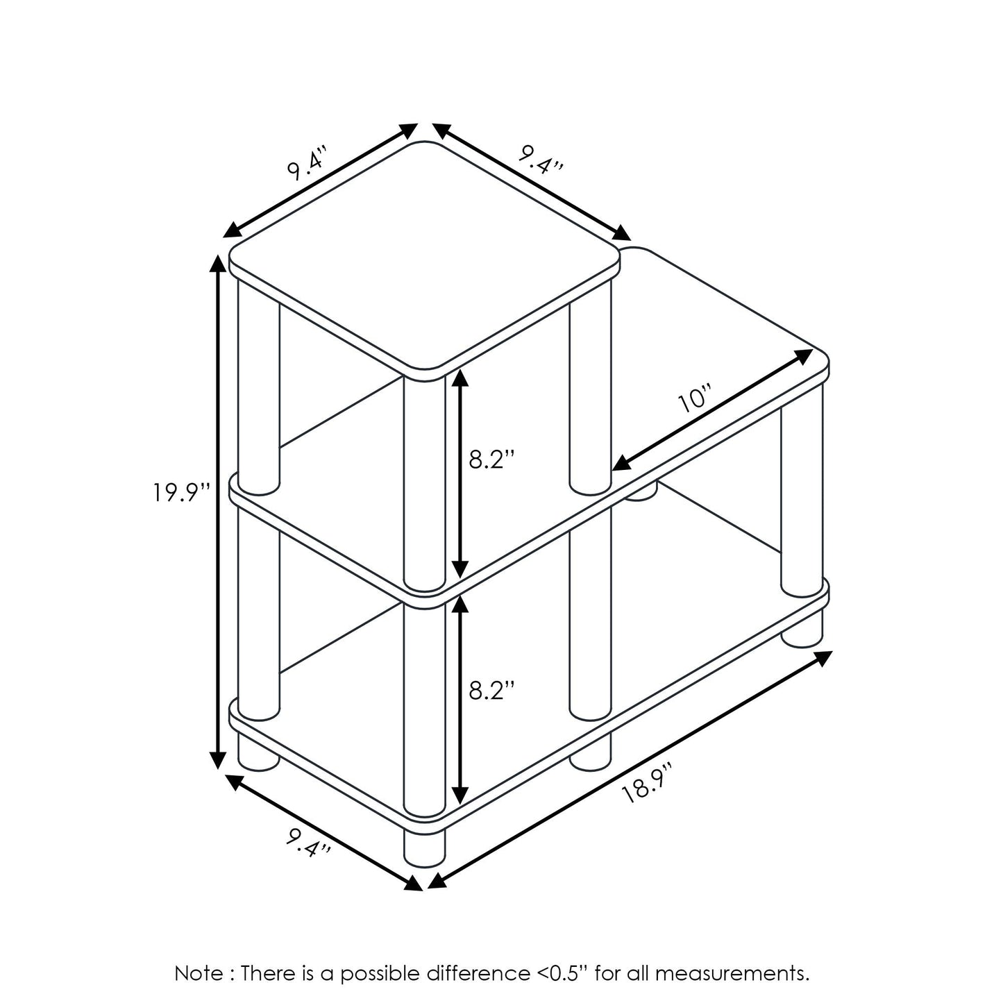 Furinno Turn-N-Tube Accent Decorative Shelf, Espresso/Black