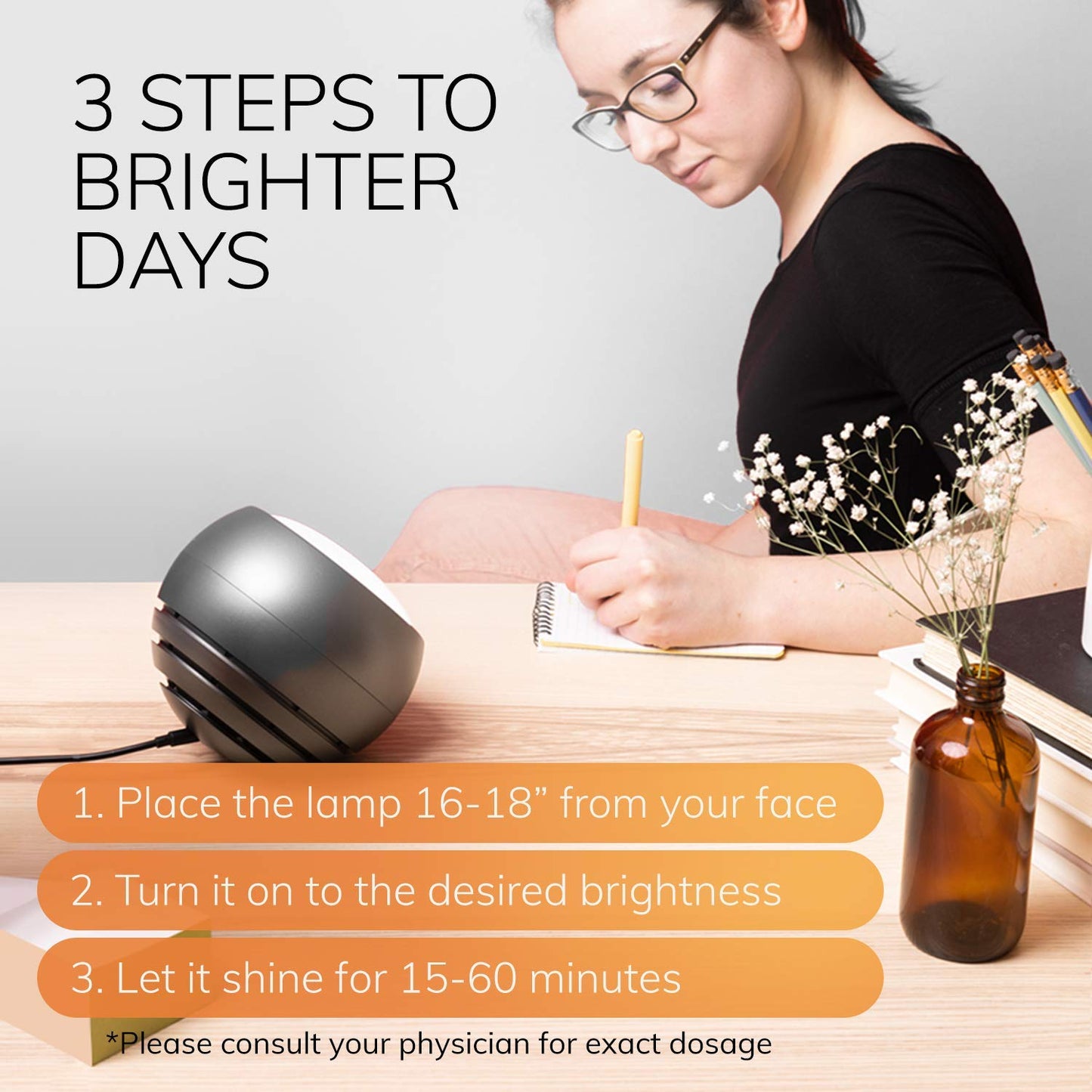 Circadian Optics Light Therapy Lamp | Ultra Bright 10,000 Lux Full Spectrum UV-Free LED Light | Leo