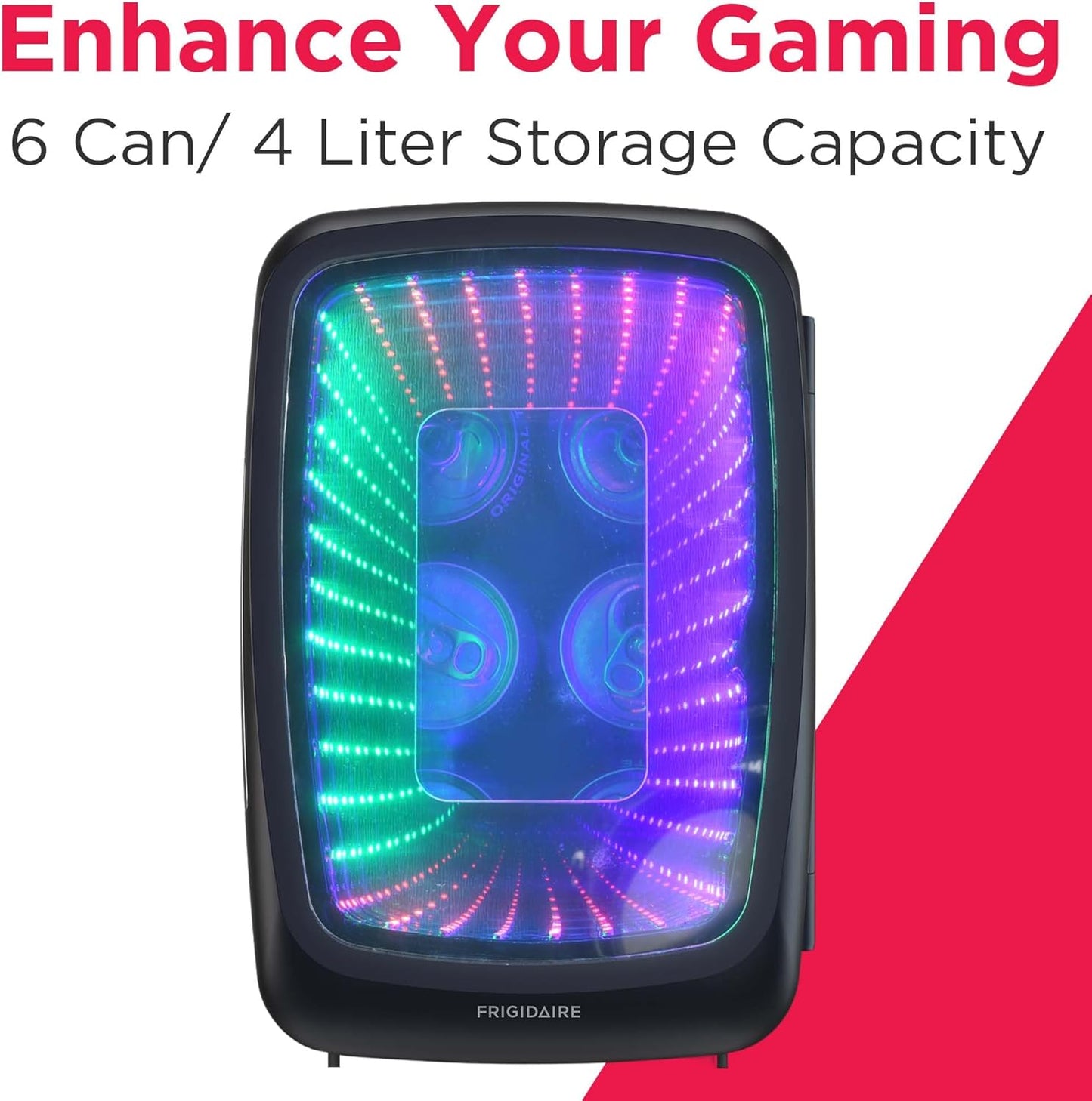 Frigidaire EFMIS179 Gaming Light Up Mini Beverage Refrigerator, Stealth