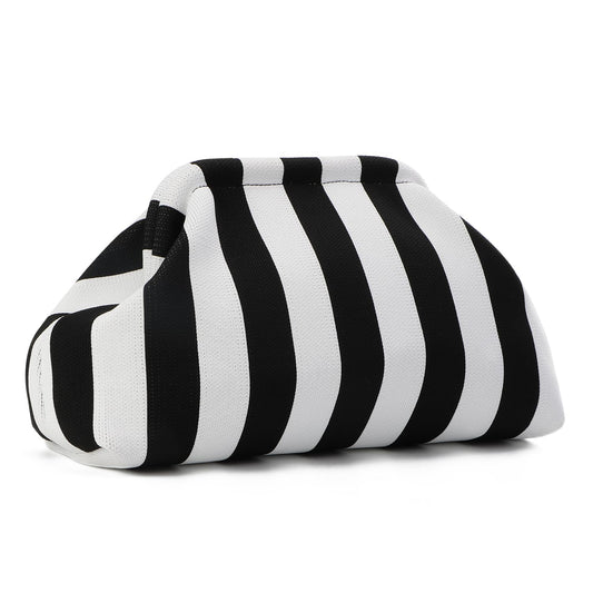 Oweisong Summer Woven Clutch Purse for Women 2025 Crochet Stripped Beach Bag Hot Pink Spring Purse Evening Handbag