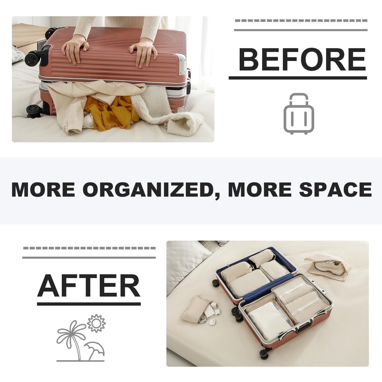 Travel Packing Cube Luggage Organizer - Travel Essential Accessory for Suitcase Lightweight Durable Toiletry Cosmetic Laundry Shoe Compression Carry on Storage Large Bag 10 set