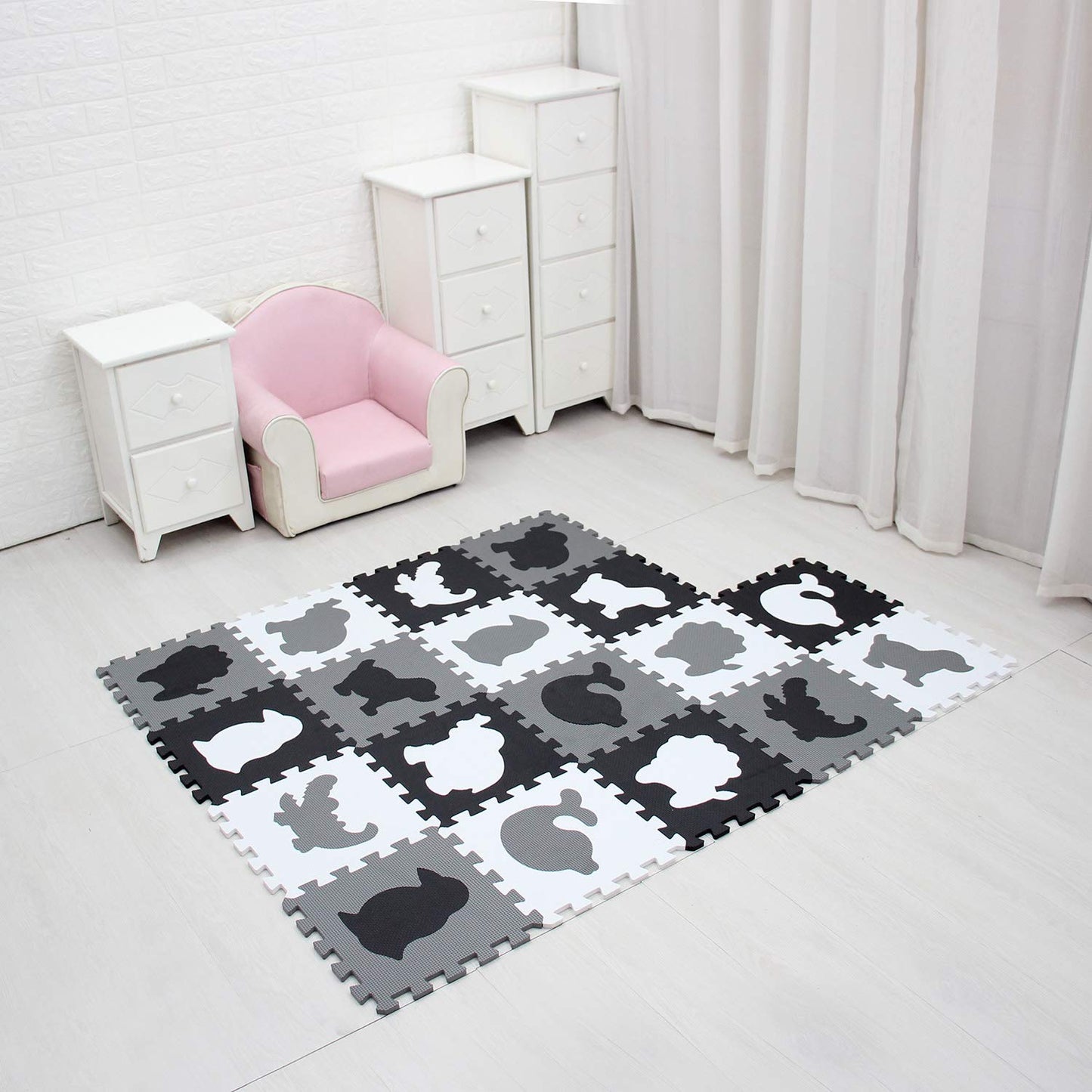 MQIAOHAM® 18 Pieces Puzzle Play Mats, Soft Baby Play Mat, Kids Interlocking Foam Floor Tiles, Toddlers Carpet Playmats Animal G301018-P051HBH