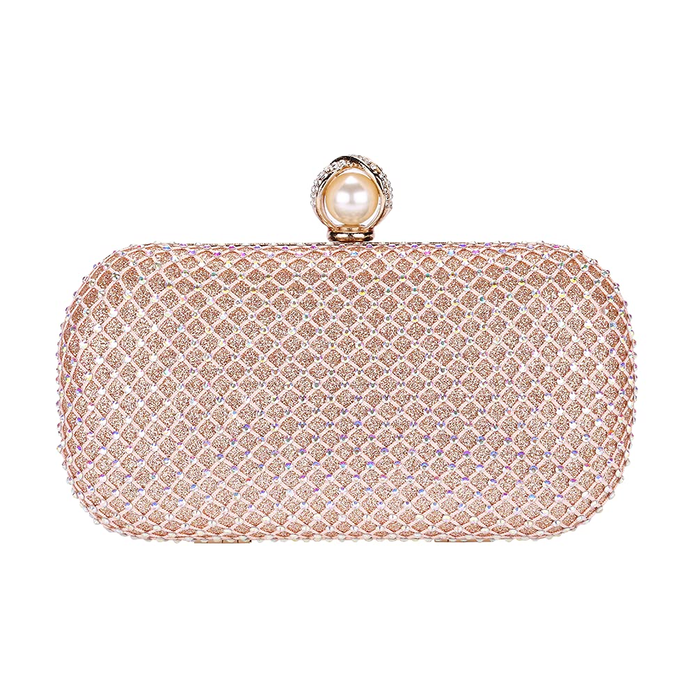 Mulian LilY M106 Glitter Clutch Purse For Women Sparkly evening bags Prom Party Handbag Rose Gold
