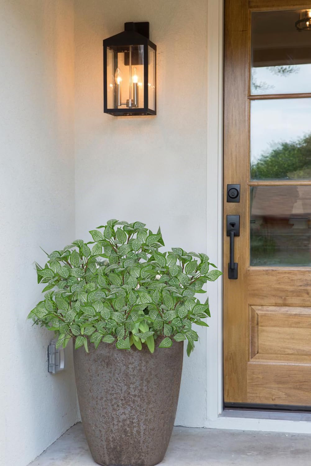 Hollyone 5 Bundles Artificial Greenery Plants Stems Faux Fittonia Leaves Plant Bouquet Fillers for Arrangement, Fake Shrub Bushes Plants for Home Centerpiece Indoor Outdoor Garden Patio Porch