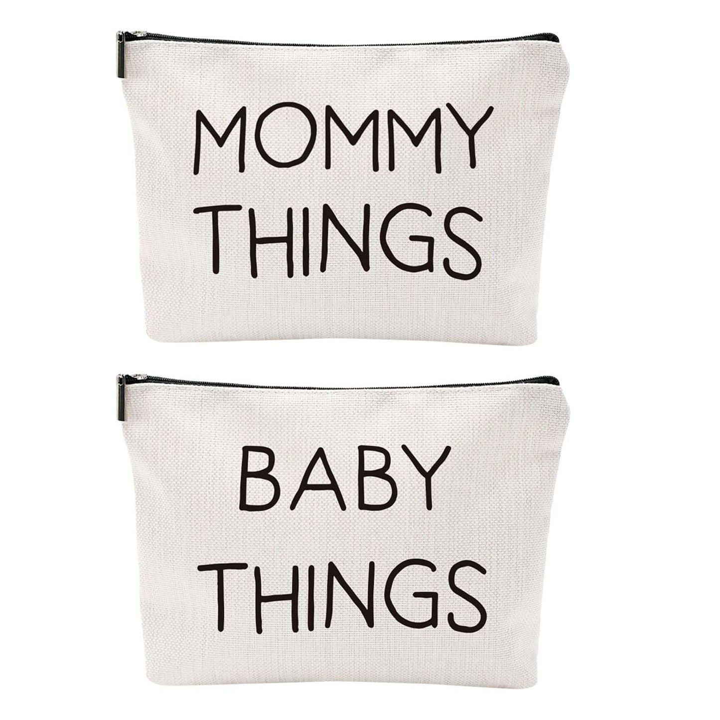 Mommy and Baby Bag Set Canvas Pouch Set Black Keepsake for New Mothers Travel Toiletry Bag for Baby Stuff, Mother's Day Gifts, Set of 2