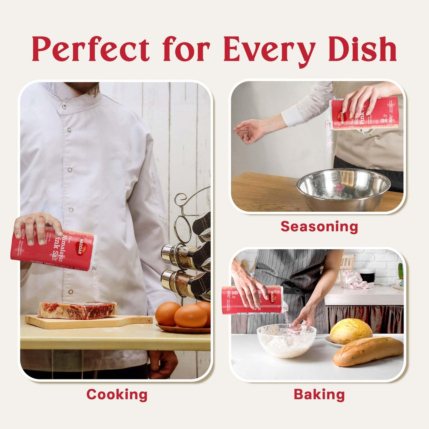 Haddar Fine Himalayan Pink Salt, 16 oz (2 Pack) | Pure and Natural Pink Himalayan Sea Salt | Rich in Essential Minerals | Gourmet Cooking and Seasoning Salt | Table Salt Alternative