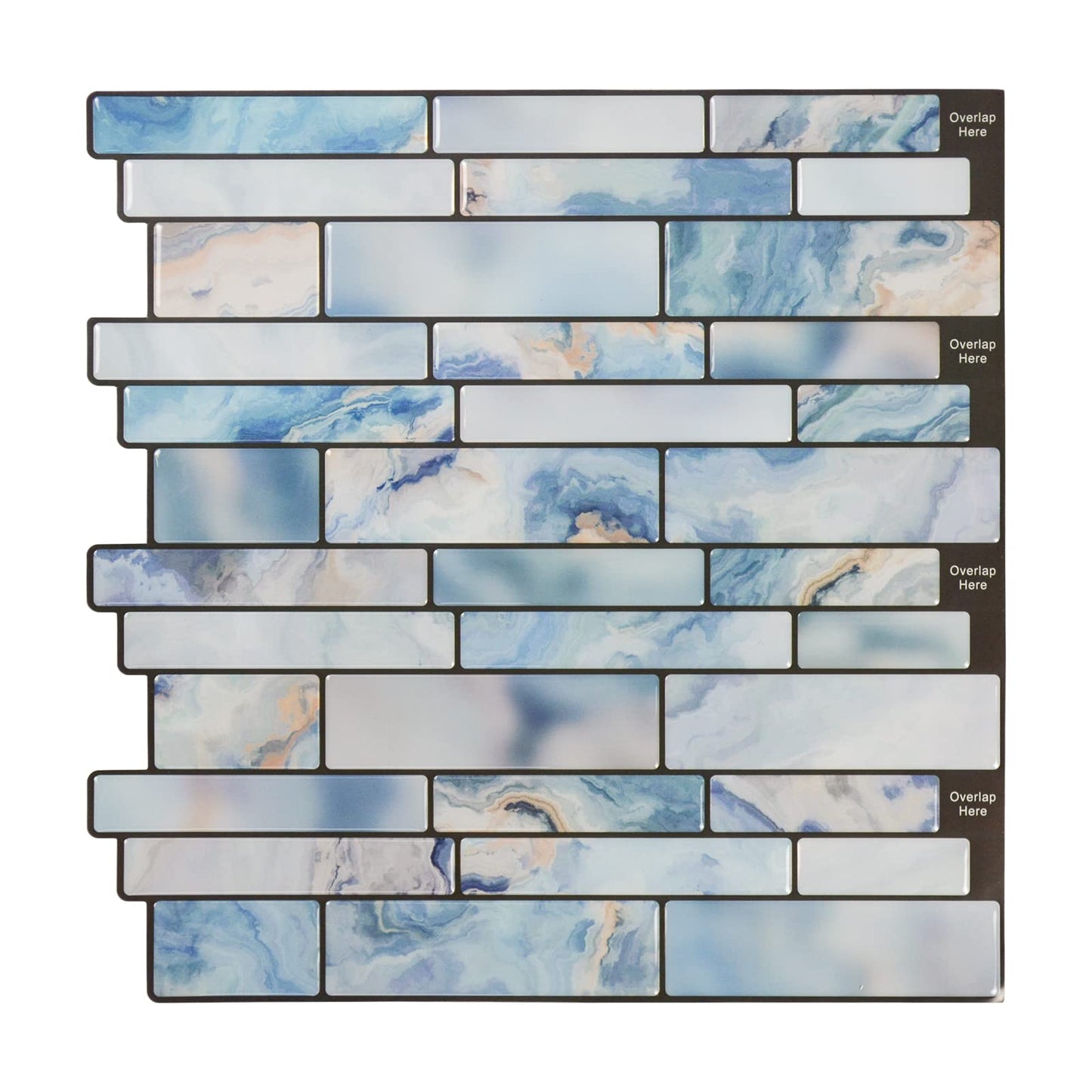 Miscasa 10-Sheet Peel and Stick Backsplash Tile, Blue Marble Stone Self Adhesive Removable Tiles for Kitchen Bathroom, 12"x12"
