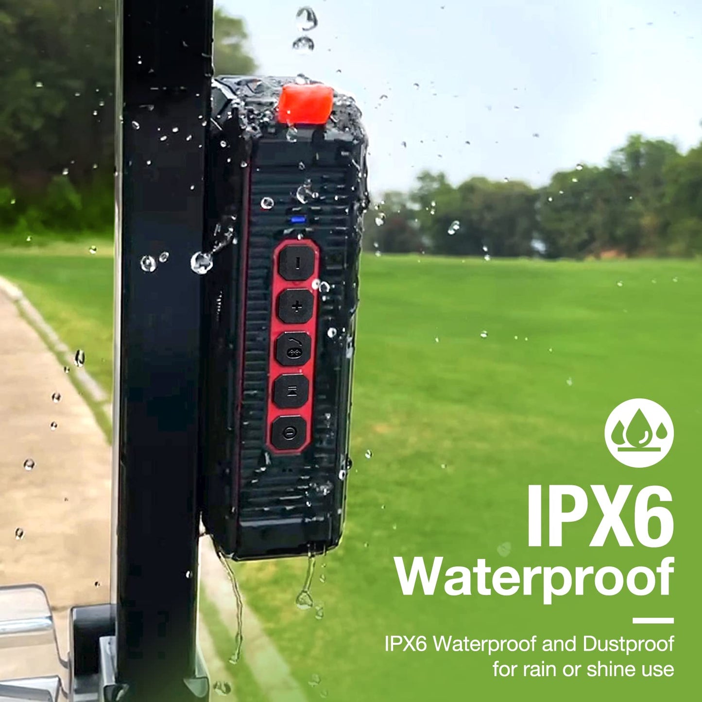 Pro Portable Magnetic Bluetooth Speaker - Wireless Waterproof IPX6/Shockproof - 3rd Gen Magnetic Speaker for Golf Cart - 24 Hr Playtime - TWS & SD Card Function + Case