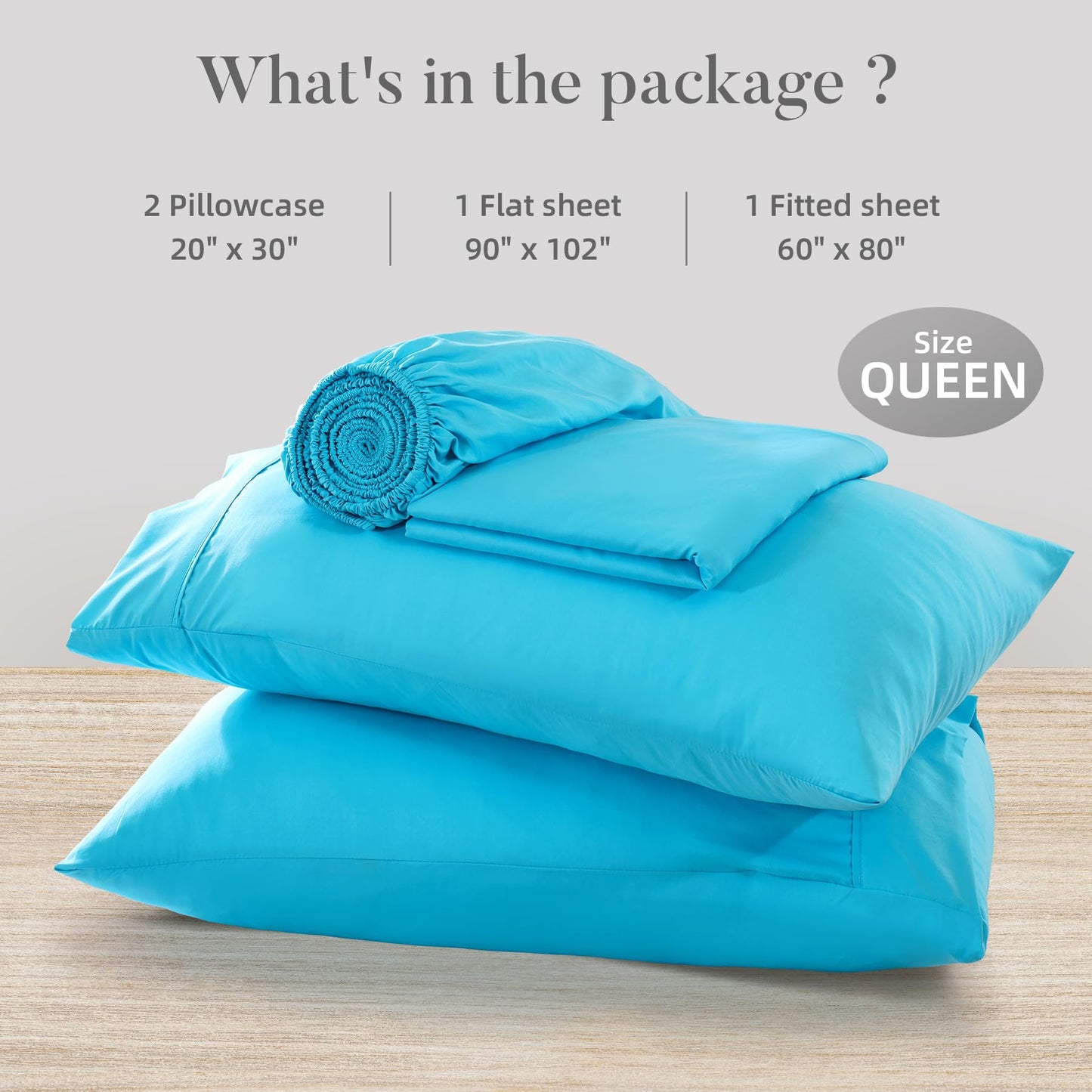4 Piece Queen Size Sheet - Cooling Bed Sheets Set, Blend Rayon Derived from Bamboo, Breathable Soft Hotel Luxury Bedding & Pillowcases, Silky Fit 16 inch Extra Deep Pocket, Oeko-Tex - Aqua