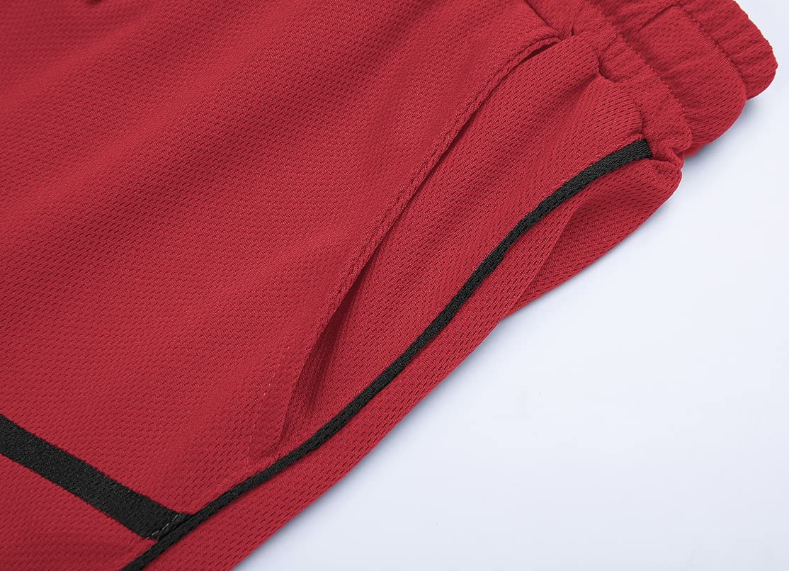 FLYFIREFLY Men's Gym Workout Shorts Running Lightweight Athletic Short Pants Bodybuilding Training Red