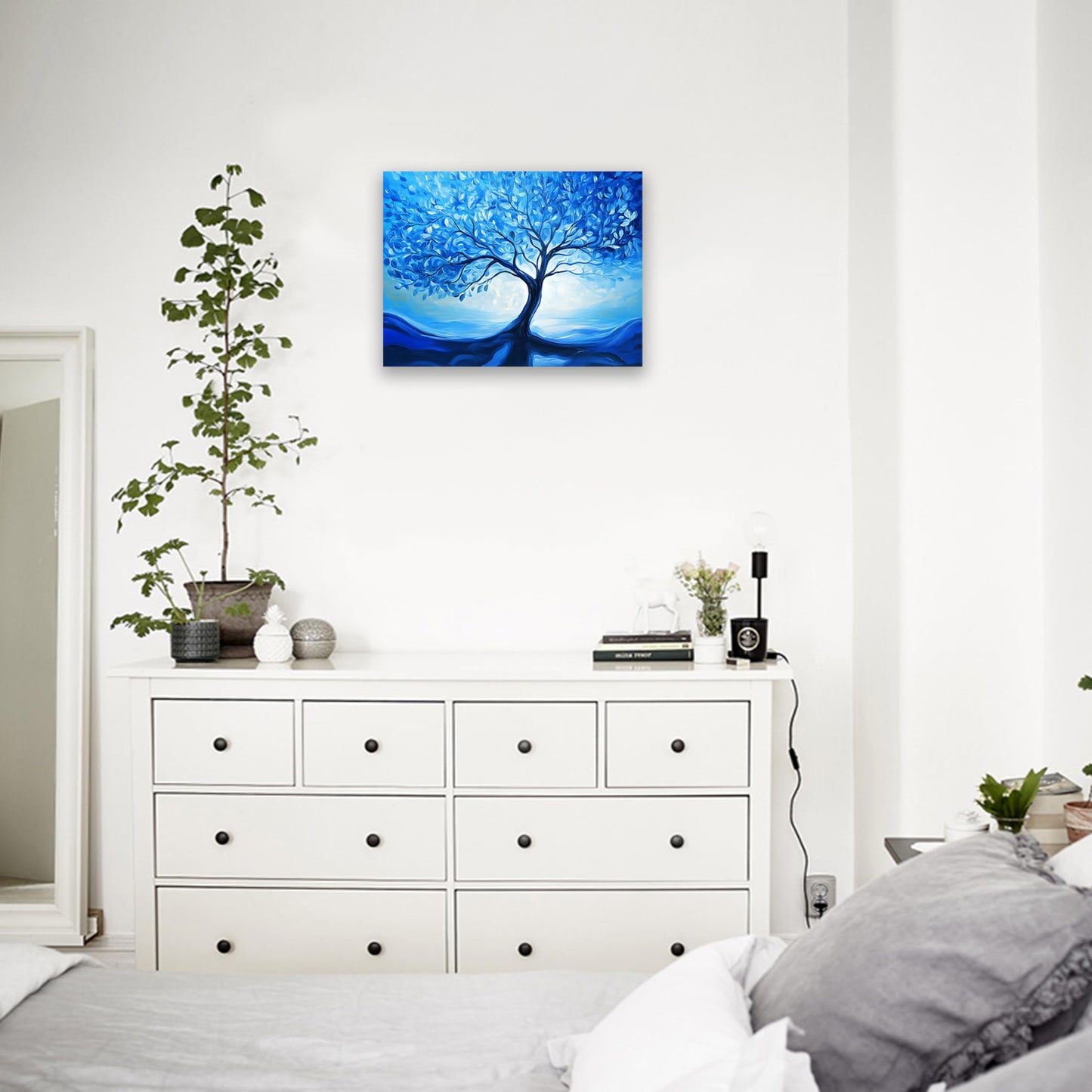 ketilly Blue Art Tree Of Life Canvas Paintings Wall Art Abstract Modern Canvas Prints Wall Art For Livingroom, Bedroom, Office, Farmhouse Home Wall Decor 15X12 Inches 1Pcs
