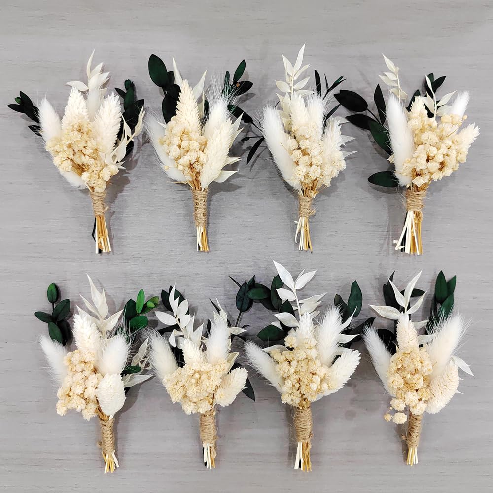 8Pcs Mini Pampas Decorative Dried Flowers Bouquet Preserve Floral for Wedding Home Decoration Christmas Halloween