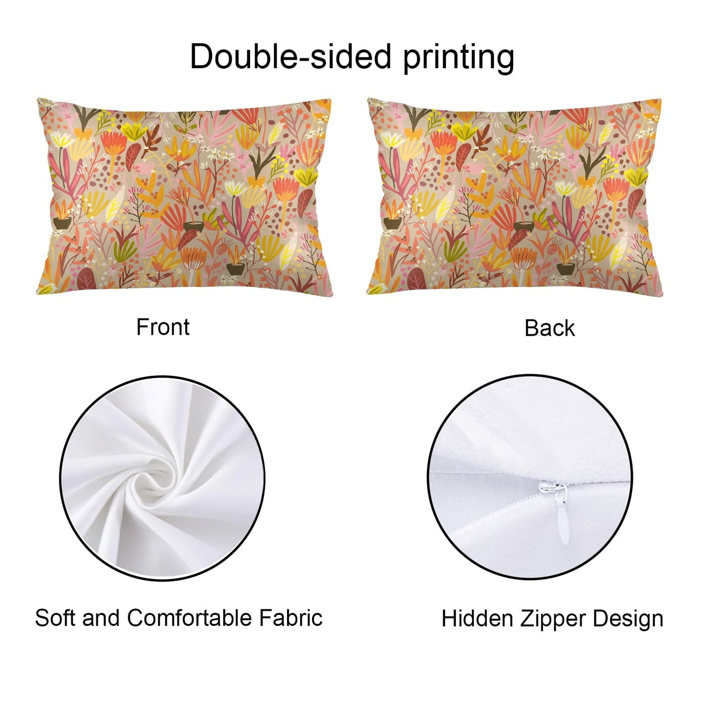Easternproject Farmhouse Floral Design Pillowcases 20x26 Inch Colorful Flowers Print Pillow Case Soft Bed Throw Pillow Covers for Bedroom Sofa Couch Long Standard