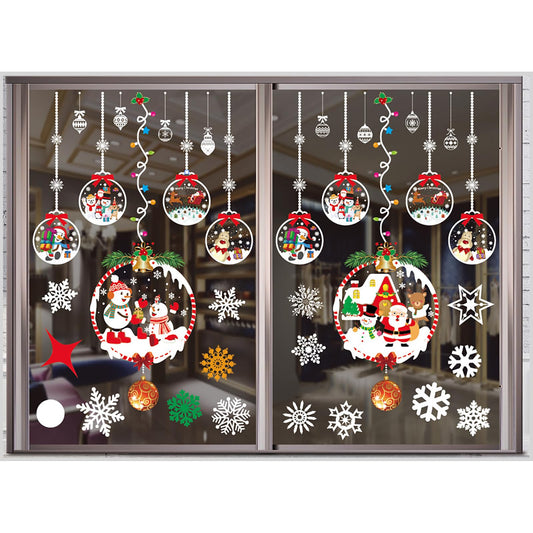Double-Sided Window Clings Decoration, Snow Flakes Stickers Merry Christmas Window Decals for Glass Christmas Party Supplies (Christmas Colorful Balloons)