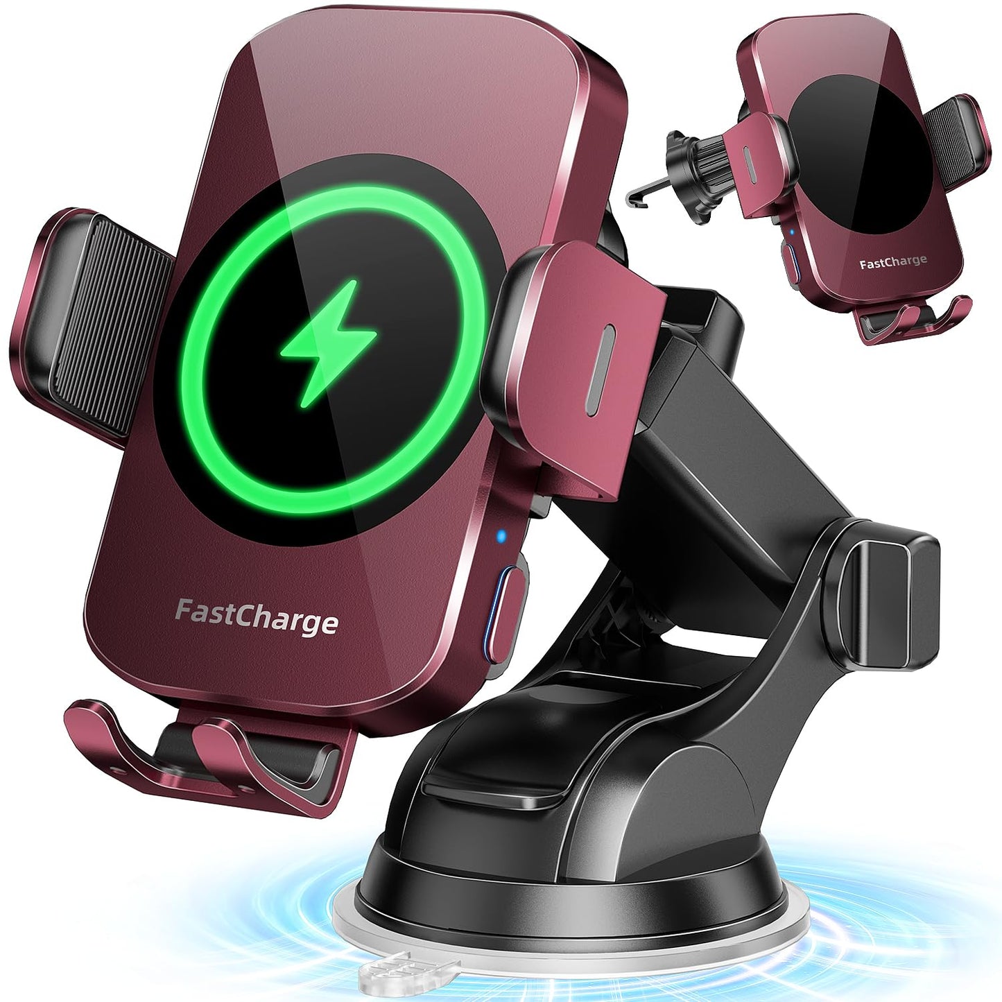 Wireless Car Charger, Fast Charging Phone Holder 3 in 1 Phone Mount Auto Clamping Car Accessories Compatible with iPhone 16 15 14 13 12 11 Xs XR, Samsung S23 Ultra S22 S21 S20/S10+ S9+ Note 9