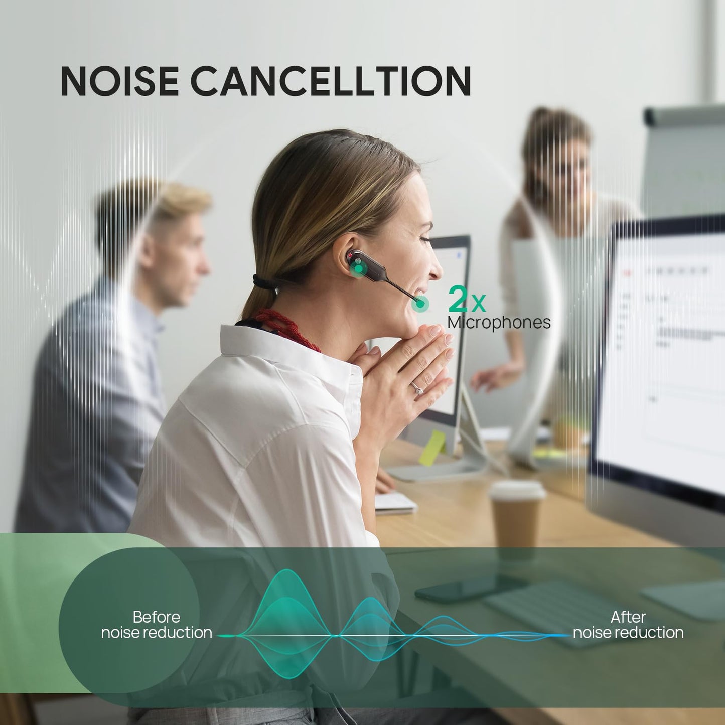 Yealink WH67 Wireless DECT Headset Upgrade,Teams Certified,Compatible with Desk Phone, PC, Mobile Phone, Office Single Ear (Mono) Bluetooth Headset, Noise Cancelling Mic,394ft Range,8H Talk Time