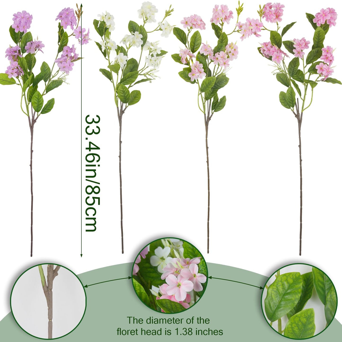 FAICOIA 4 Pcs Artificial Flowers for Decoration 34 Inch Faux Silk Spring Summer Flower Branches Long Stem Silk Wildflowers Artificial Flowers Bulk Floral Arrangement for Vase Home Table Centerpieces