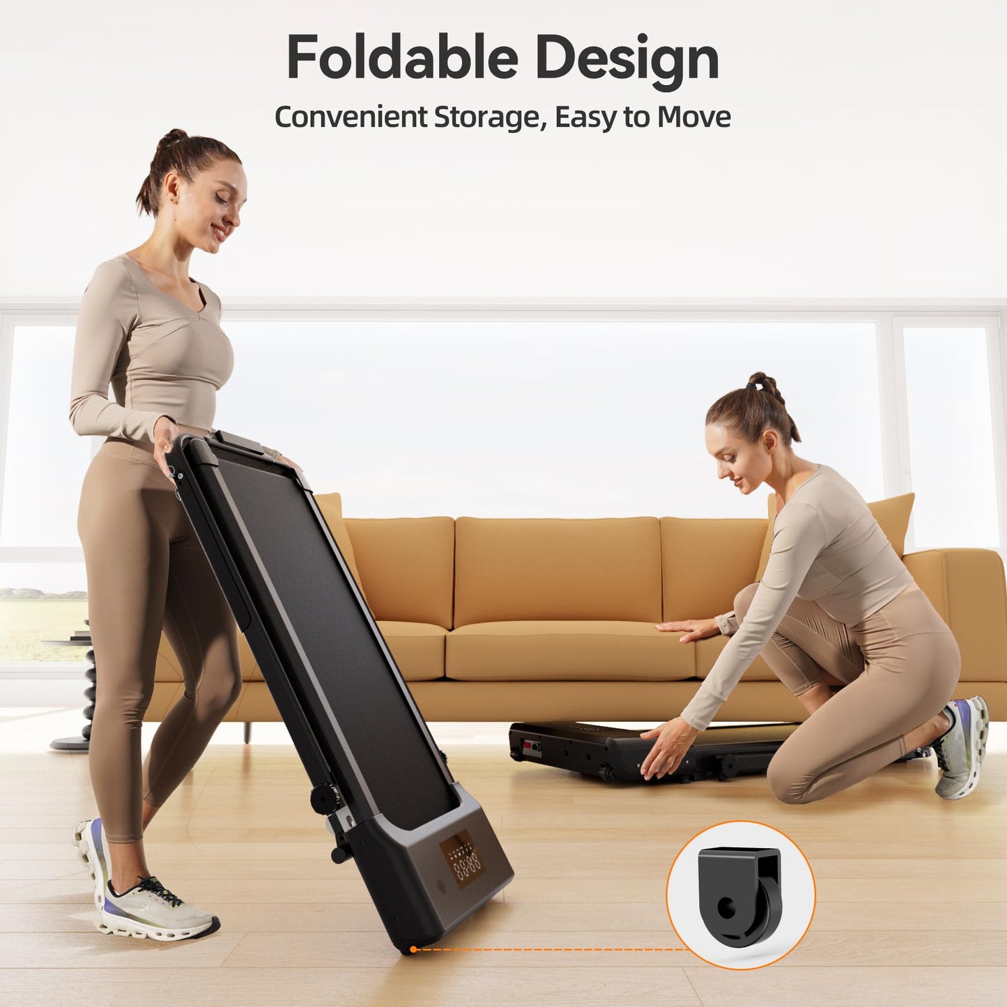 Walking Pad Treadmill with Handle bar, 3.0HP Small Foldable Treadmills for Home with Incline APP Remote Control and LED Display, 7.5MPH Portable Treadmill 300 Lbs Capacity