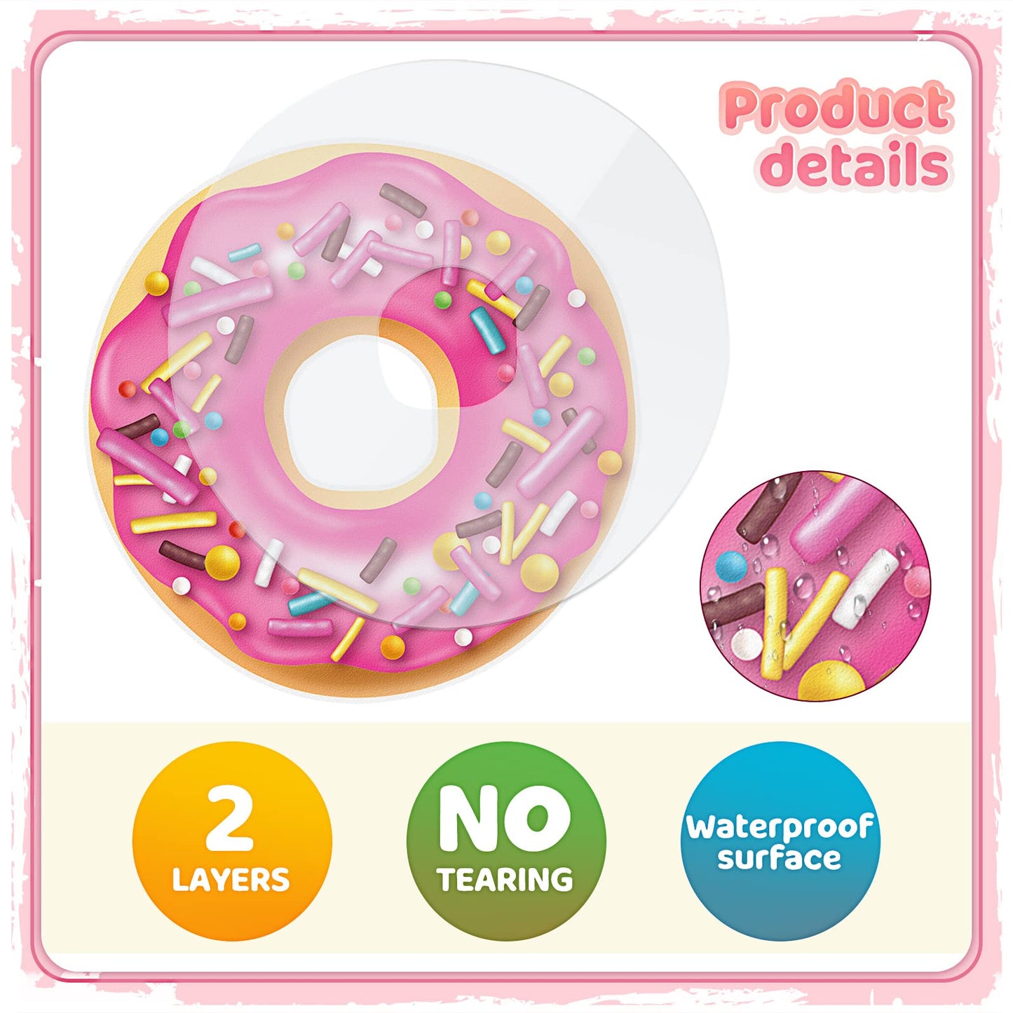 Sepamoon 32 Pcs Candy Party Decorations Summer Ice Cream Bar Supplies Includes Ice Cream Donuts, Round Lollipop and Cupcakes Cutouts for Birthday Party with Glue Point Dots for Home Room Decor