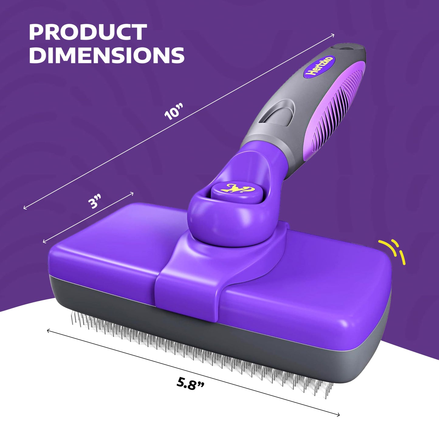 Hertzko Self Cleaning Slicker Brush for Dogs and Cats - Pet Hair Brush for Shedding Long and Short Hair - Easy Clean Retractable Bristles - Cat and Dog Grooming Tool - Purple