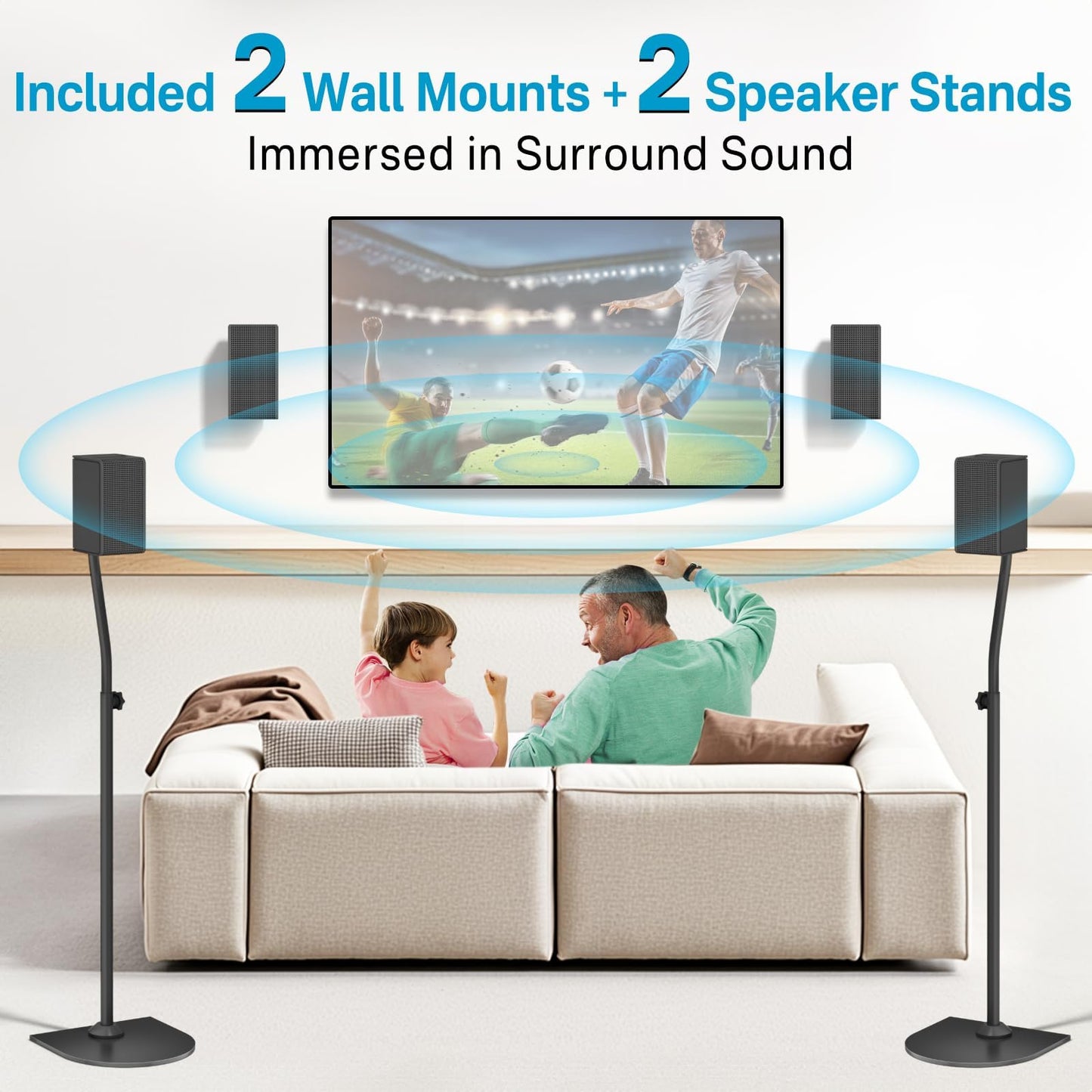 Speaker Stands for Vizio Speaker Stands Pair with Speaker Wall Mount - Floor Speaker Stand for Vizio Surround Sound Speaker Stands Height Adjustable for Vizio M512a-h6 M51ax-J6 Speaker Stand
