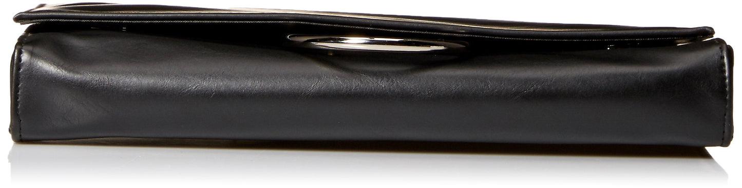 Jessica McClintock womens Nora Solid Large Envelope Clutch with Ring Closure, Black, One Size US