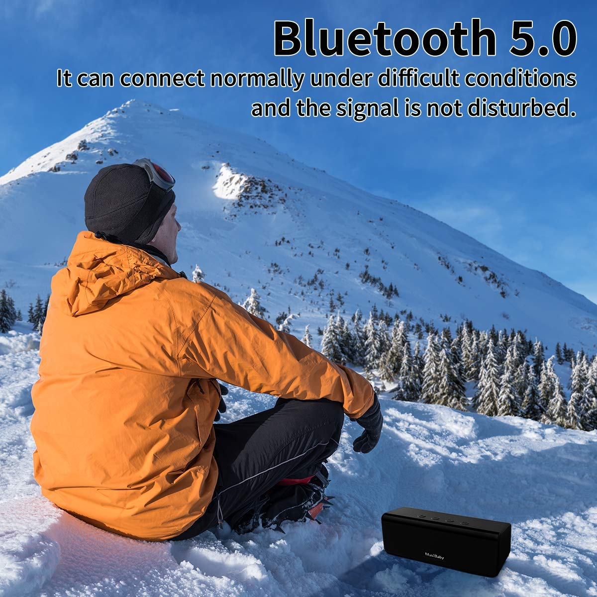 Bluetooth Speaker,MusiBaby Speakers Bluetooth Wireless,Outdoor,Waterproof,PortableSpeaker,Booming Bass,Stereo,Dual Pairing,24H Play,Wireless Speakers for Home,Hiking,Travel-Black