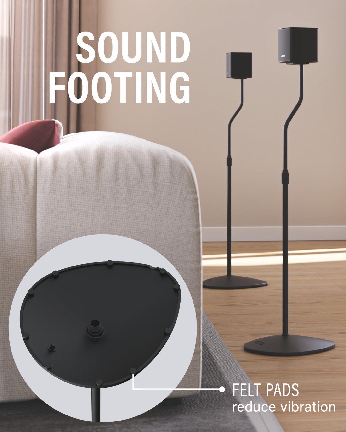 SANUS Speaker Stands Pair - Adjustable Height Speaker Stands for Satellite & Bookshelf Speakers up to 3.5lbs - Tool-Free Adjustment & Easy DIY Assembly