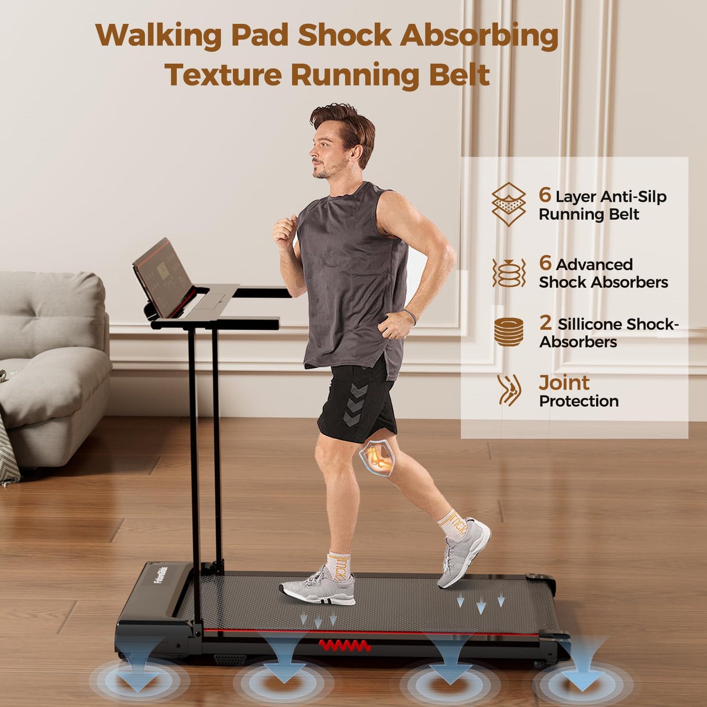 Treadmill with Handle, 3.0HP Treadmills for Home Small Spaces,Electric Portable Foldable treadmills with LED Display, Walking Pad Treadmill with Handle,Compact Walking Treadmills with 320 LBS Capacity