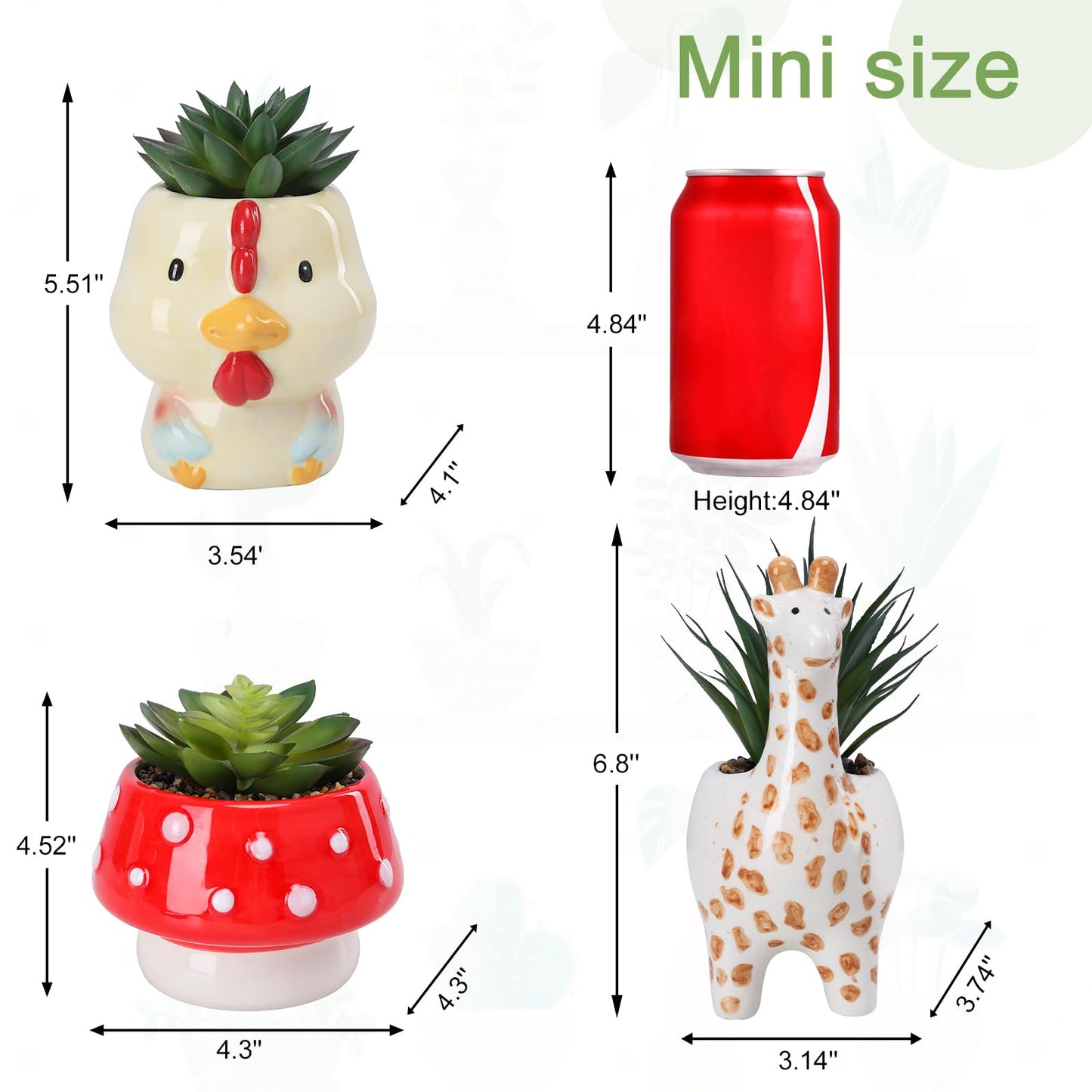 Chonsun Set of 3 Small Fake Succulent Plant in Cute Animal Ceramic Pot Small Artificial Succulent Plants Desk Plant for Home Office Shelf Decor