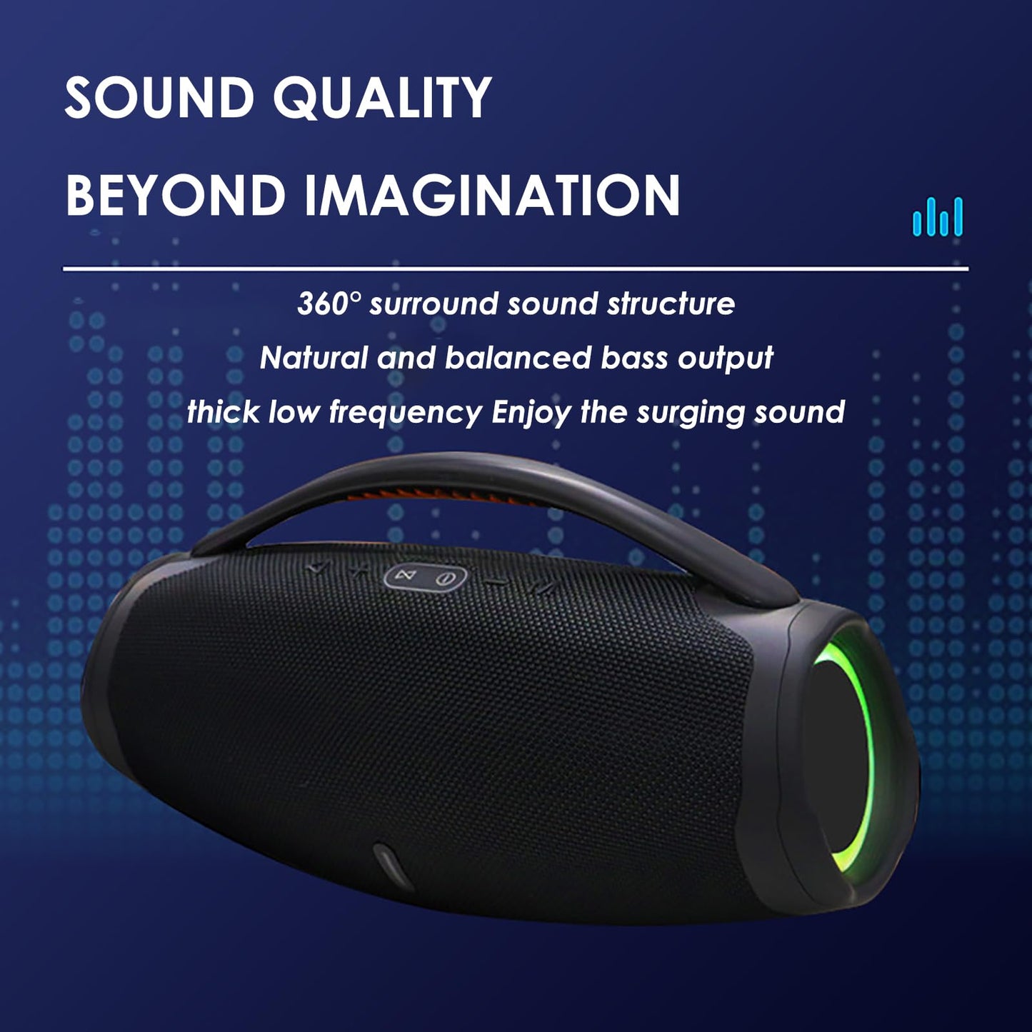 Portable Bluetooth 5.0 Speakers, RGB Speaker with 360 Degree Surround Sound Loud Speaker with Lights Long Battery Life Outdoor Speaker for Party (Black)