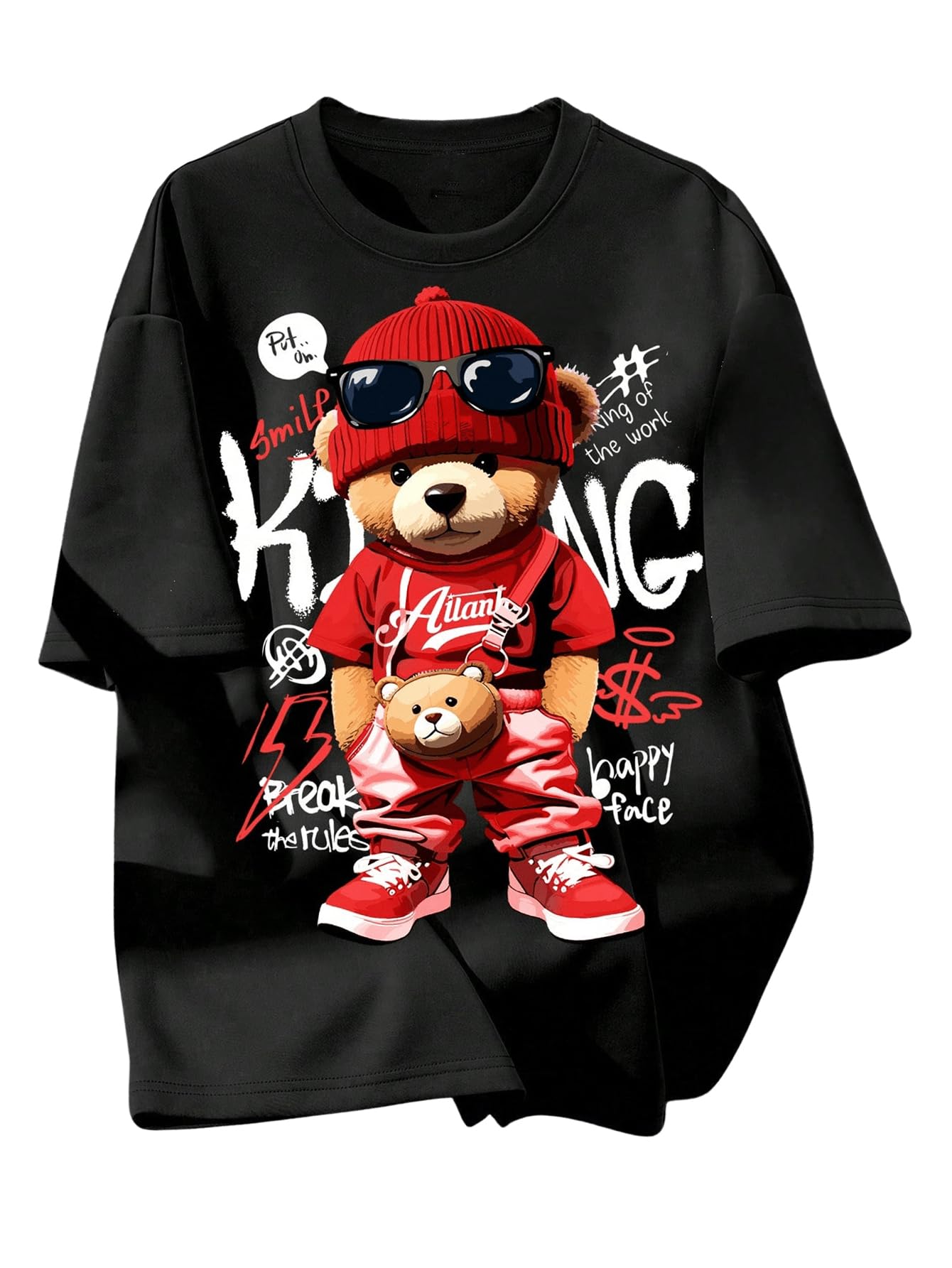 VIPWOLF Boy's Cartoon Graphic Tee Shirt Short Sleeve Crew Neck Cool T Shirts Black 11-12Y
