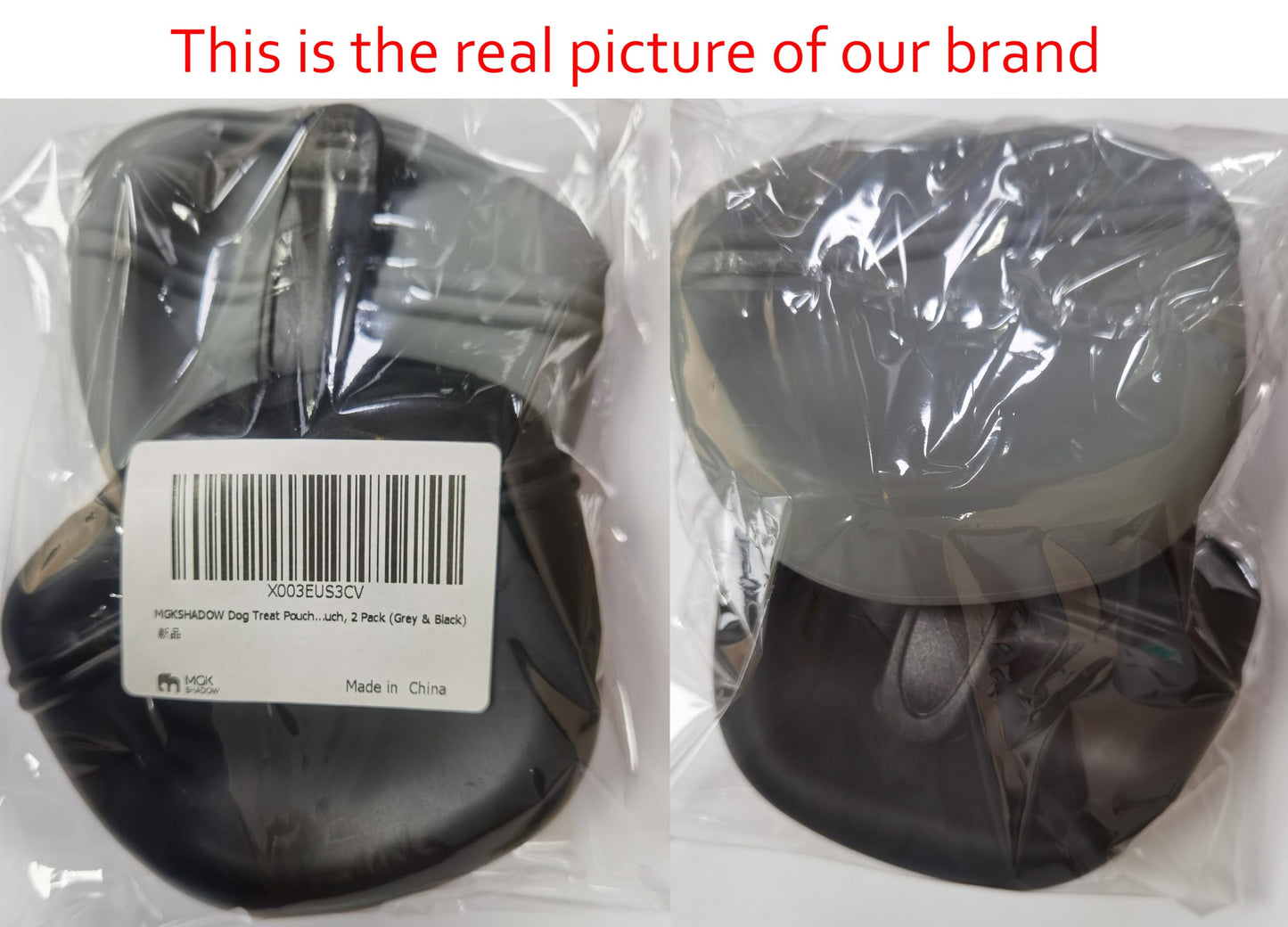 MGKSHADOW Dog Treat Pouch 2 Pack, Dog Treat Training Pouch, Silicone Pet Treat Bag BPA Free/Clip/Magnetic Dog Walk (Grey & Black)