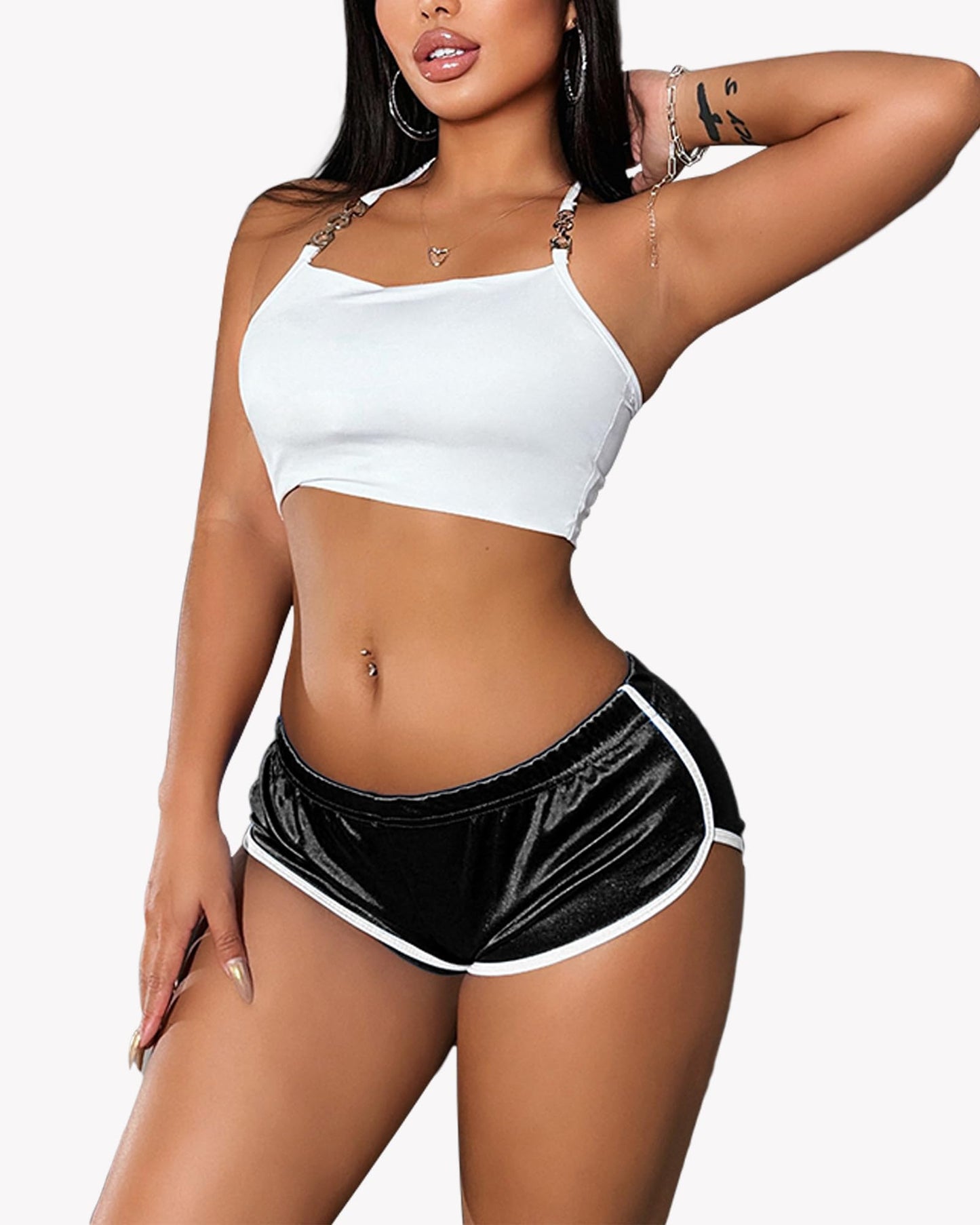 Hot Pants Shorts Booty Shorts Sports High Cut Yoga Gym Running Slimming Fitness Activewear Butt Lifting Rave Bottoms (US, Alpha, Small, Regular, Regular, Black)