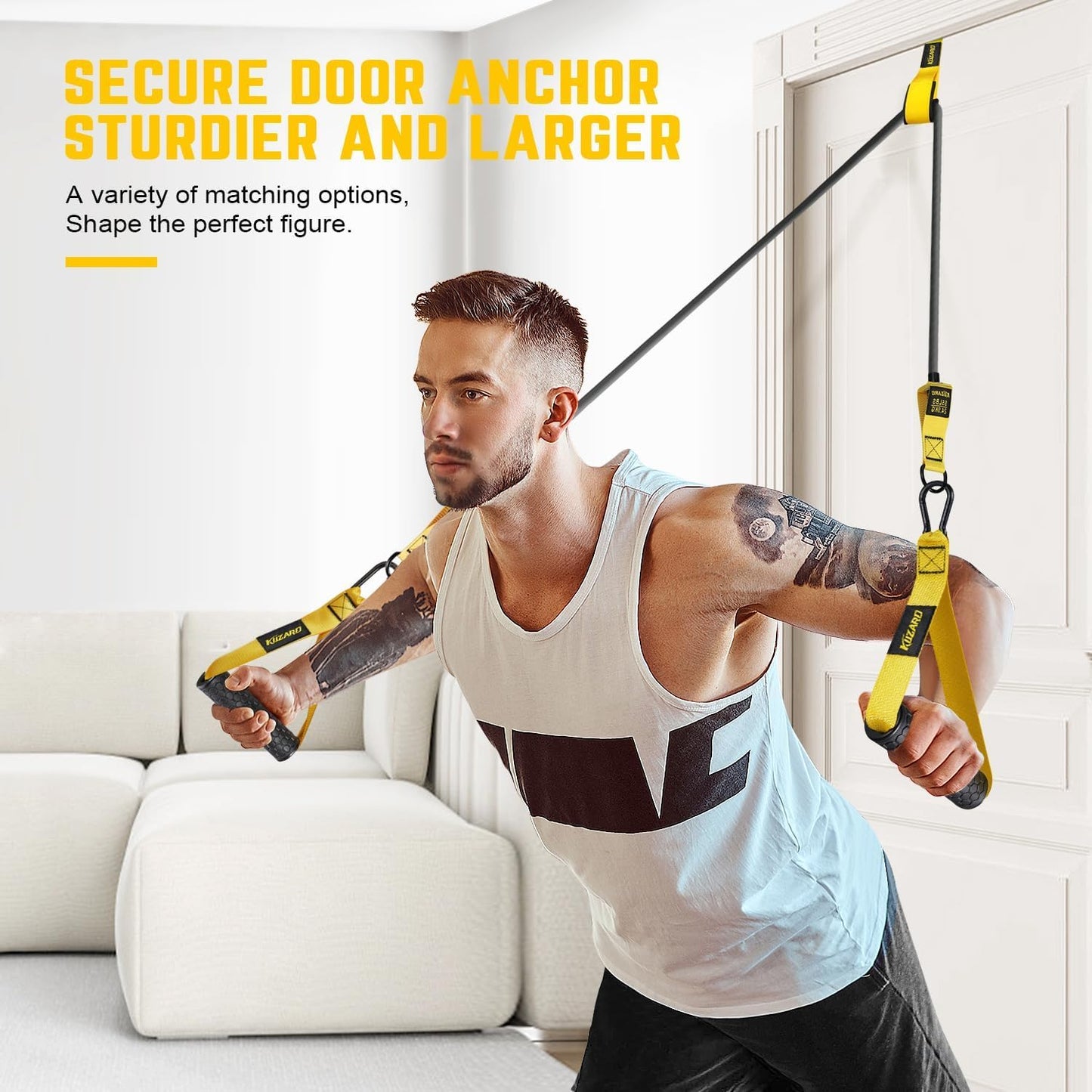 360lbs Heavy Resistance Bands for Working Out, KUZARO Resistance Bands with Handles, Weight Exercise Bands for Men Women, Workout Bands with Door Anchor and Ankle Straps Strength Training Equipment