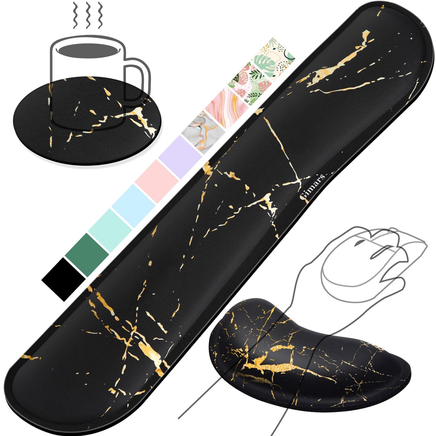 Gimars Upgrade Enlarge Silky Gel Memory Foam Keyboard Wrist Rest, Wrist Rest for Computer Keyboard, Ergonomic Design for Typing Pain Relief, Mousepad Rests, Wrist Support for Office, Gaming, Black