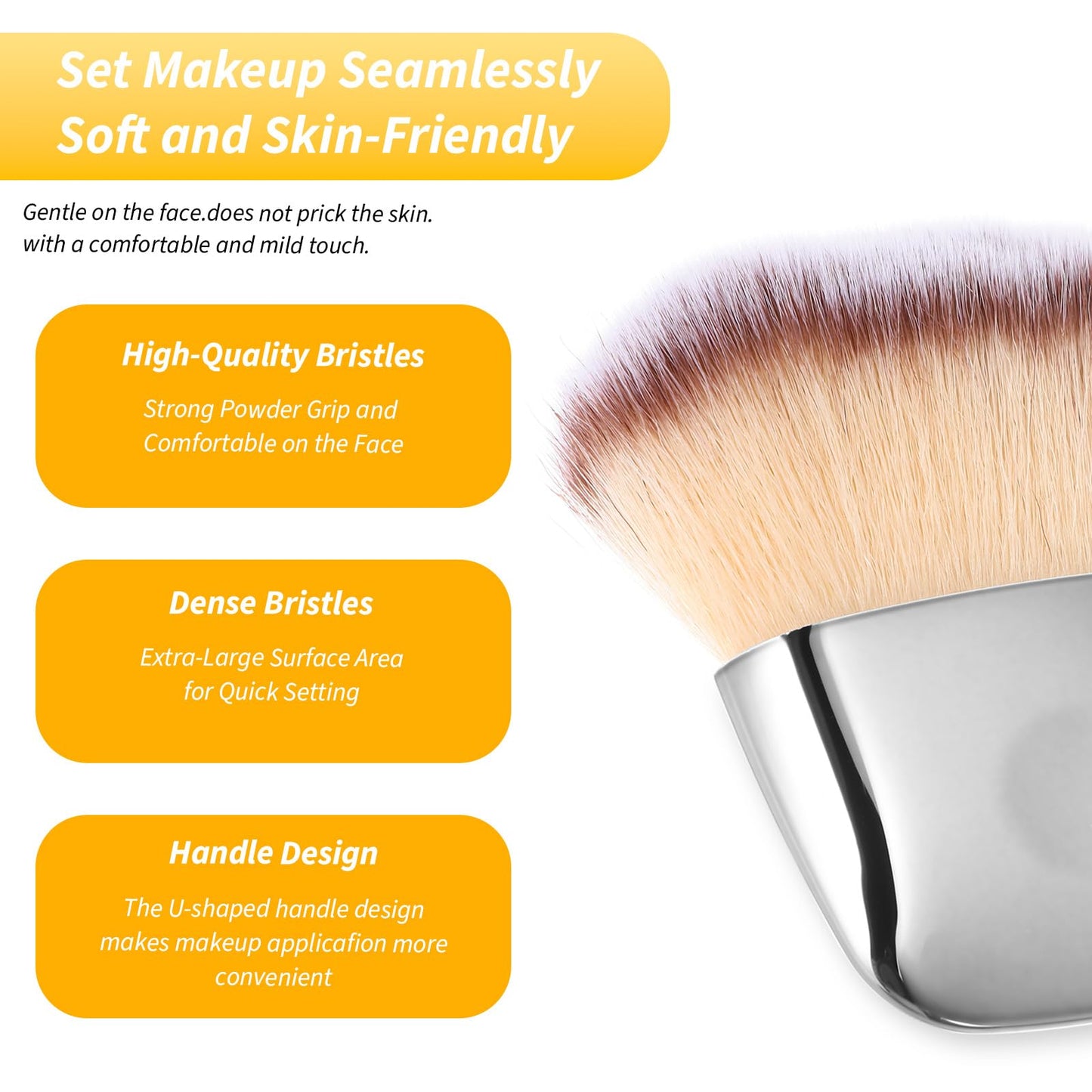 2Pcs Mini Makeup Brushes, Travel Powder Brush, Multi-functional Loose Powder and Blush Brush, Portable Soft Hair Foundation Brushes, Silver Travel Body Makeup Beauty Tool