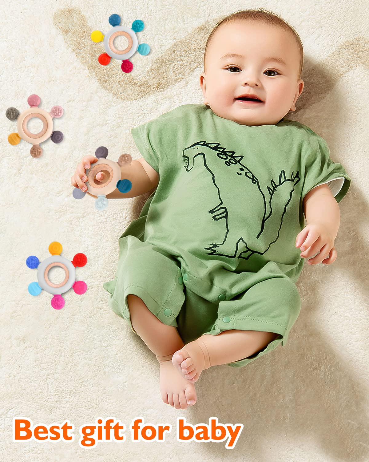 akolik Baby Teething Toys, Teething Relief Toy, BPA Free Baby Chew Toys Infant Toys Newborn Accessories, Teethers for Babies 0-3-6-9-12 Months Old Boys Girls