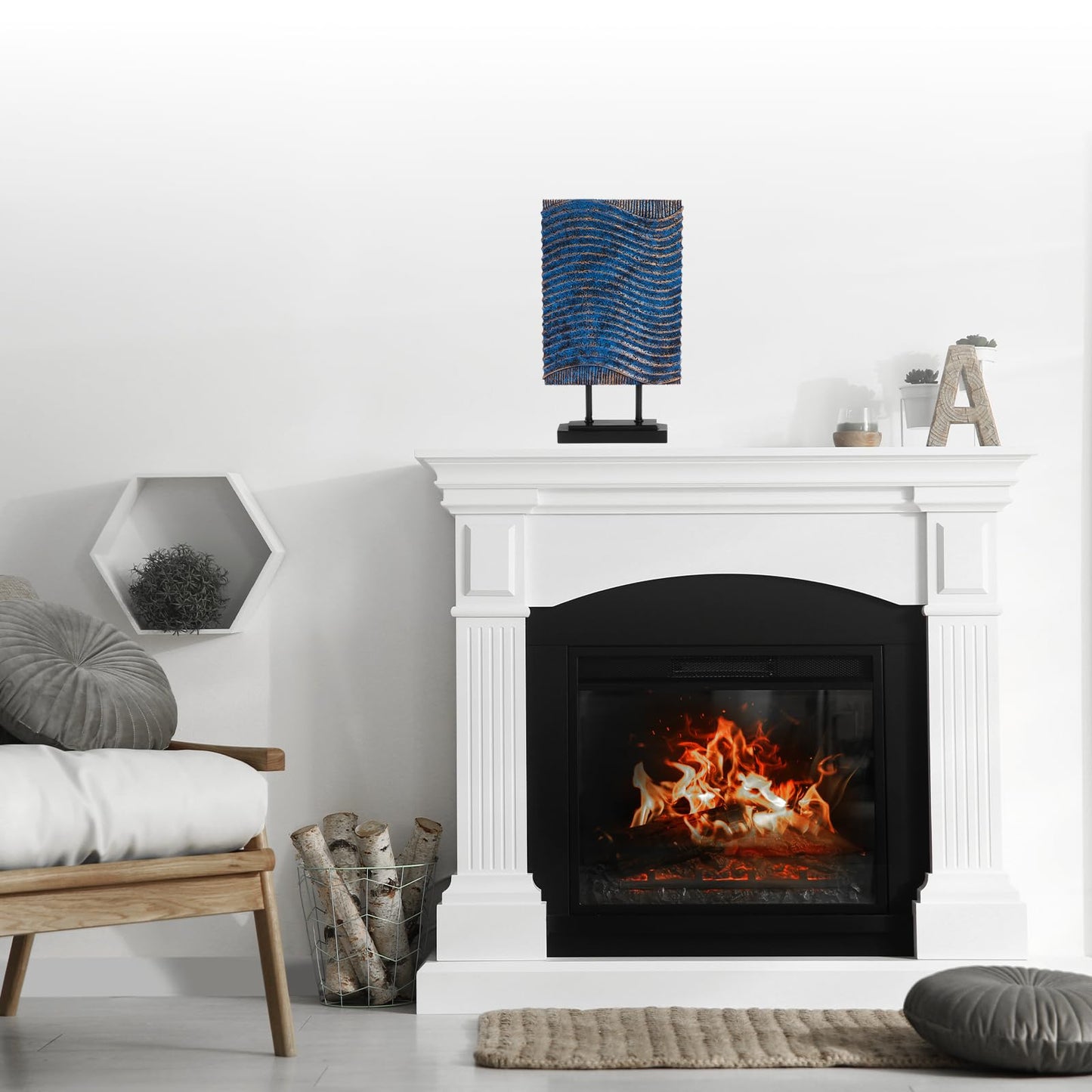 CECEQU Modern Sail Statues | Abstract Decorative Sculptures, Decor Items for Home Decor Accents, Ideal for Office, Living Room, Entry Table, Tabletop, Above Cabinet Decorations (Blue Vertical Bar)