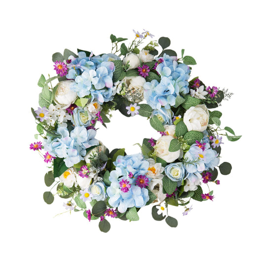 Honnesserry Summer Wreath for Front Door, Large Door Wreath for Home Decoration, 24IN Farmhouse Spring Eucalyptus Wreaths for Decor