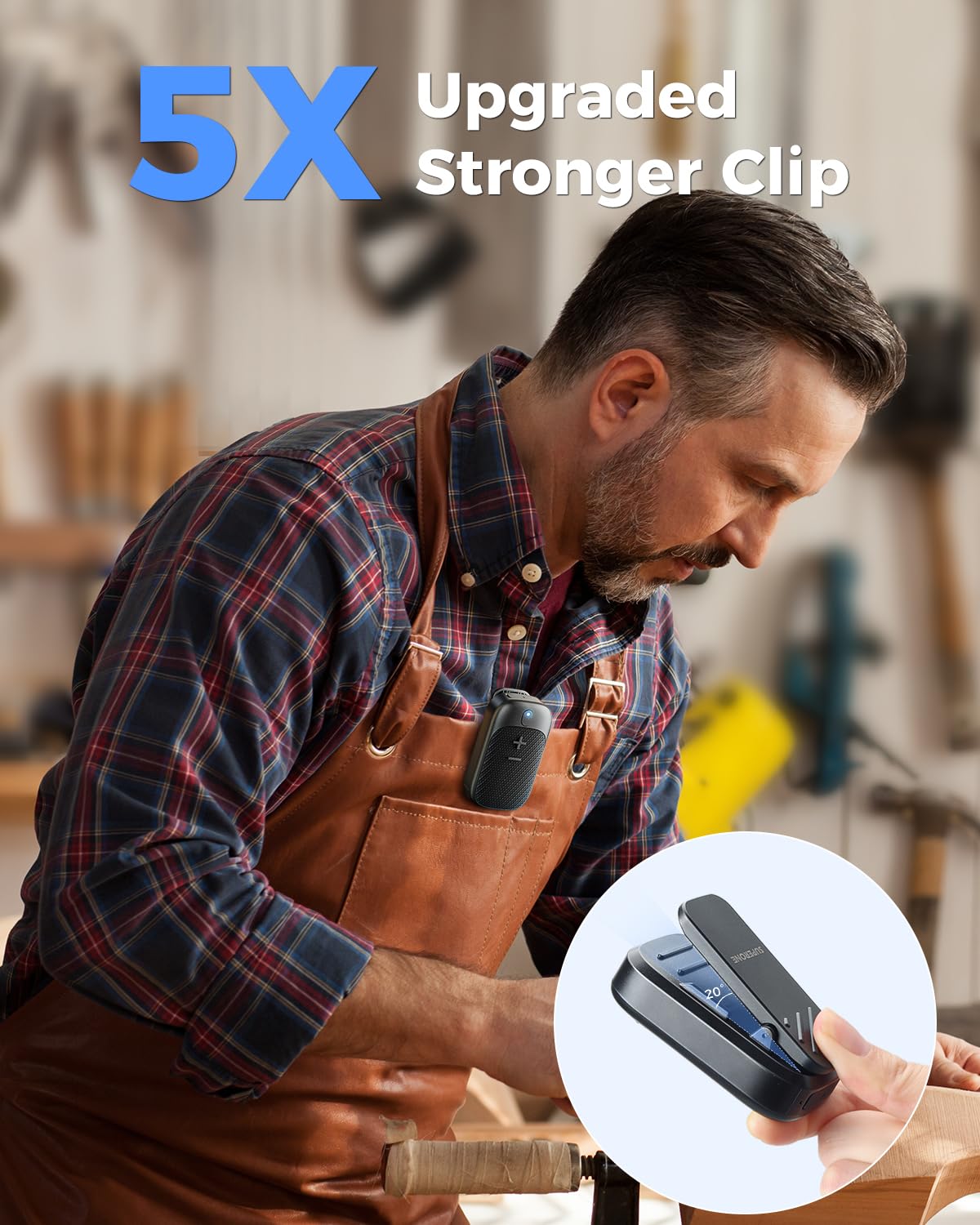 SUPERONE Wearable Bluetooth Speaker, Clip-On Wireless Portable Speakers with Mic for Calls, Up to 18 Hours Battery Life, IPX5 Waterproof Mini Speakers for Outdoor Travel Run