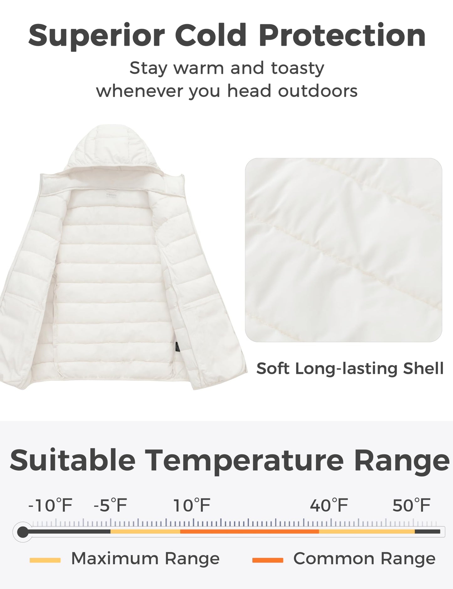 wantdo Women's Puffer Jacket Lightweight Warm Quilted Puffy Winter Coats White 1X