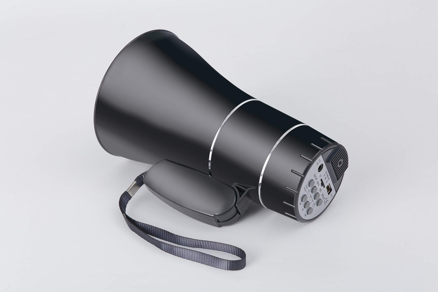 Rechargeable Bullhorn Megaphone Speaker with 240s Recording, Emergency Siren Alarm, U-Disk Playback Portable PA System for Outdoor Events, Coaching, Stadiums Rechargeable Battery Included (Black)