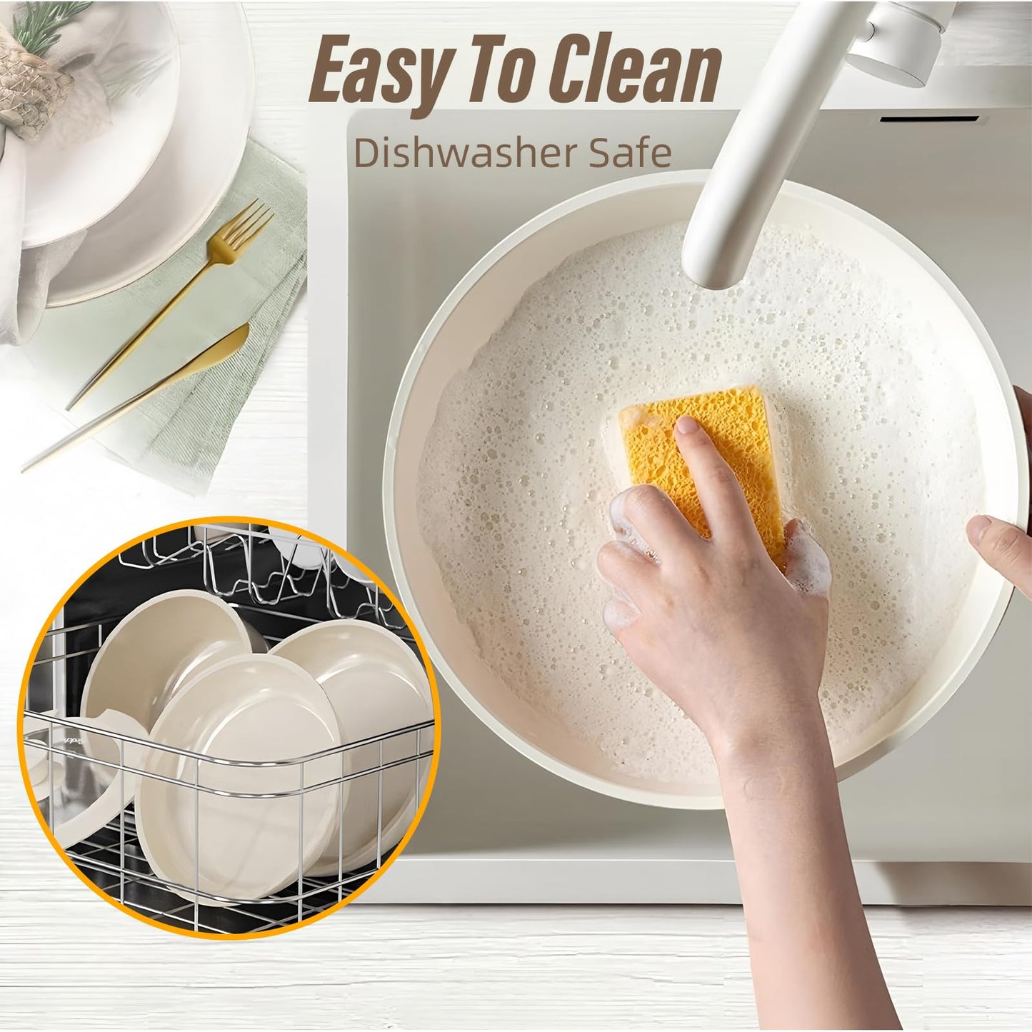 Pots and Pans Set Non Stick, 11 PCS Pan Set With Removable Handles, White Cookware Set Suitable for Induction Cooktops/Gas Stoves/Microwave Ovens