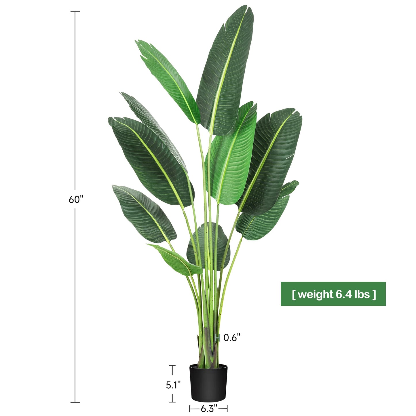 Amyove [ 2Pack ] 60 inchs Artificial Tree Bird of Paradise with 10Trunks, 5 Feet Faux Plant Fake Banana Tree Plant with Pot for Home, Decor, Indoor, Outdoor, Living Room, Office