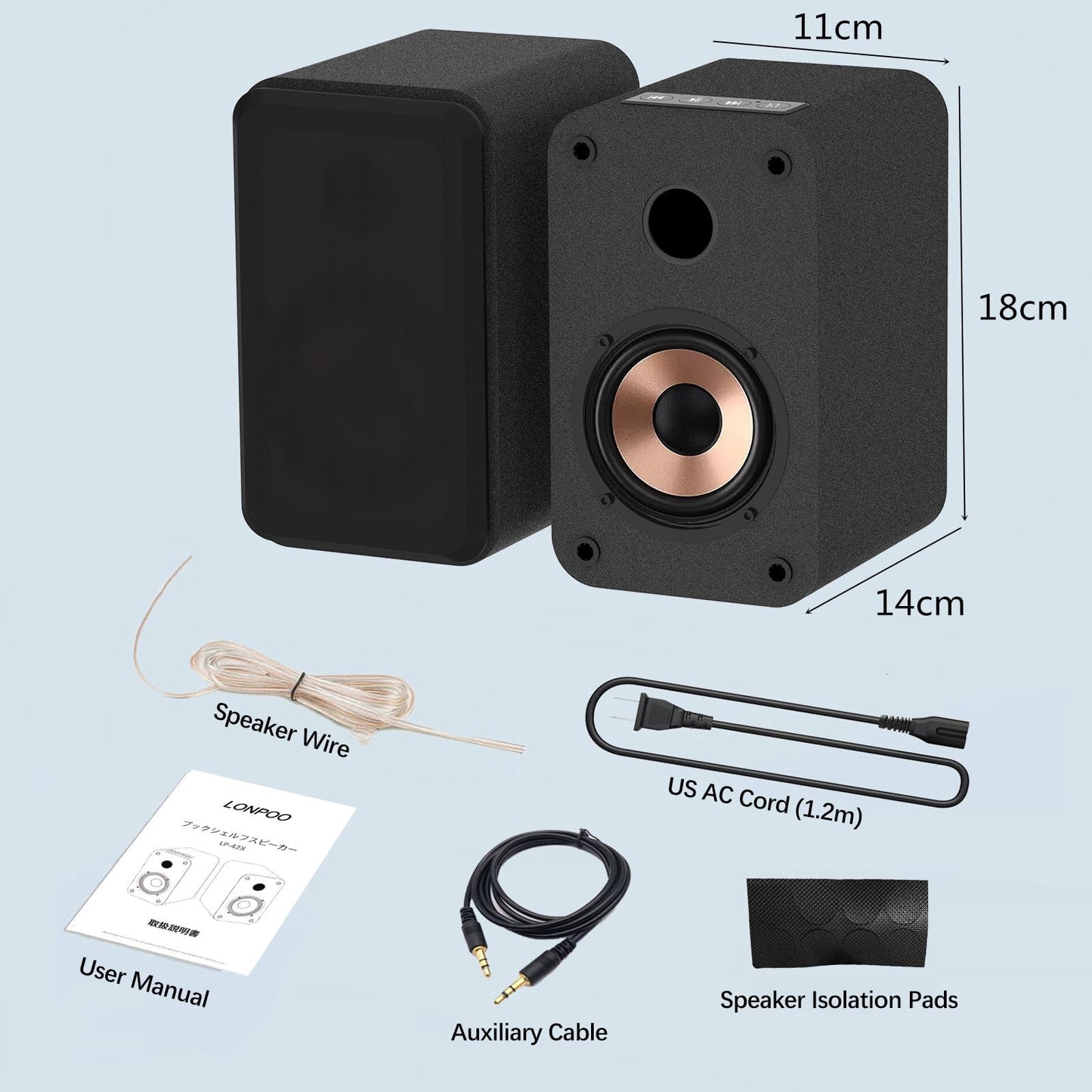 LONPOO Plug-N-Play Gaming Computer Speakers for Desktop and PC, 30W RMS Active Bookshelf Speaker with 3-Inch Full Range Speaker,Support Bluetooth 5.3, USB Playback,Aux-in and 3.5mm Earphone Port