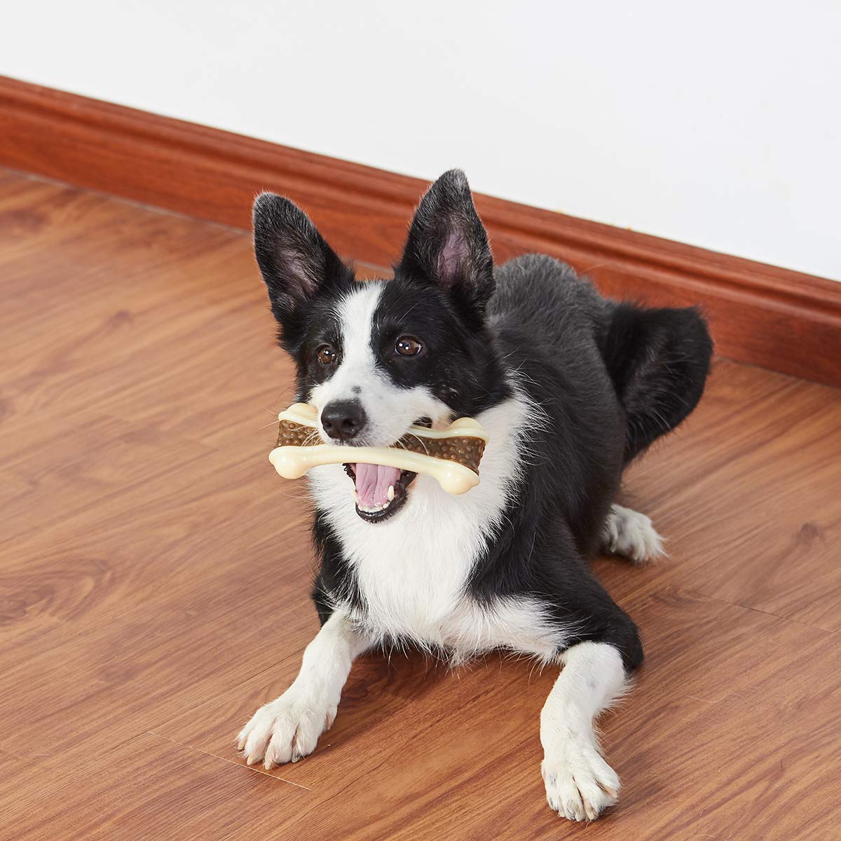 BETTEPROD Dog Chew Toys for Aggressive Chewers Large Breed,2 Pack Beef Flavor Indestructible Dog Teething Chew Toys Bones for Large/Medium/Small Puppies,Pet Toy with Nylon