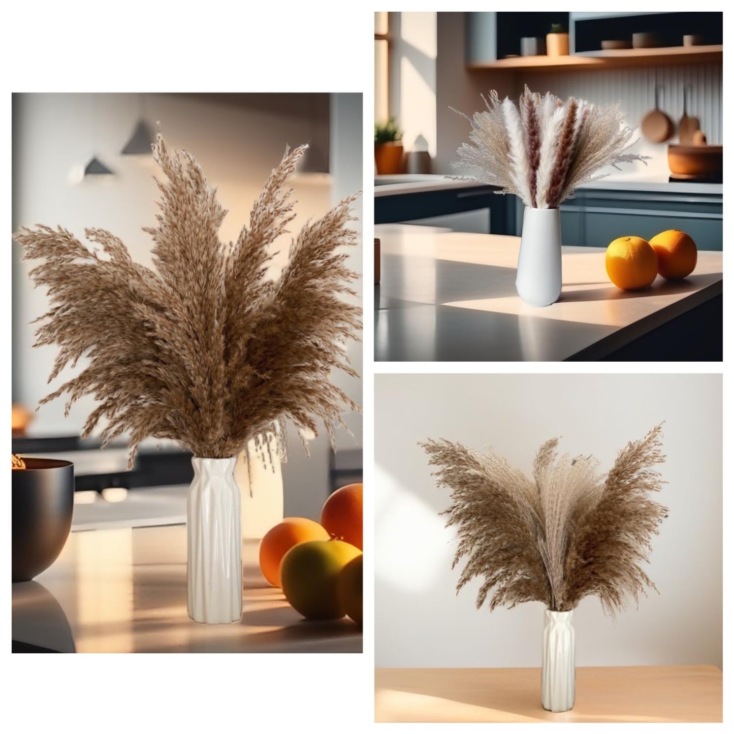 300 Pcs Dried Pampas Grass Bulk, Boho Dried Flowers Bouquet Pampas Grass Decor for Rustic Wedding Tables Centerpiece, Fluffy Pompas Grass for Home Office Party Baby Shower Birthday Western Table Decor