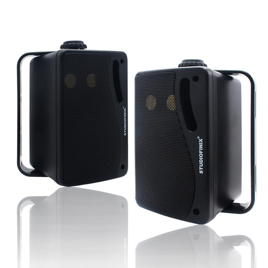 STUDIOFINIX 3.5 Inch Outdoor Bluetooth Speakers Waterproof Wired,3 Way 200W Upgrade Premium Wall Mount Speakers,Ideal use in Patio,Deck, Indoor Outdoor（Black）